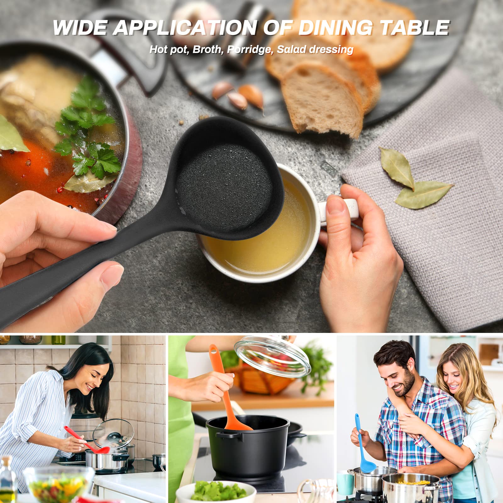 5 Pieces Silicone Ladles For Cooking - Small Soup Ladle Spoon Heat Resistant Kitchen Ladle Spoons, Cooking And Serving Spoon For