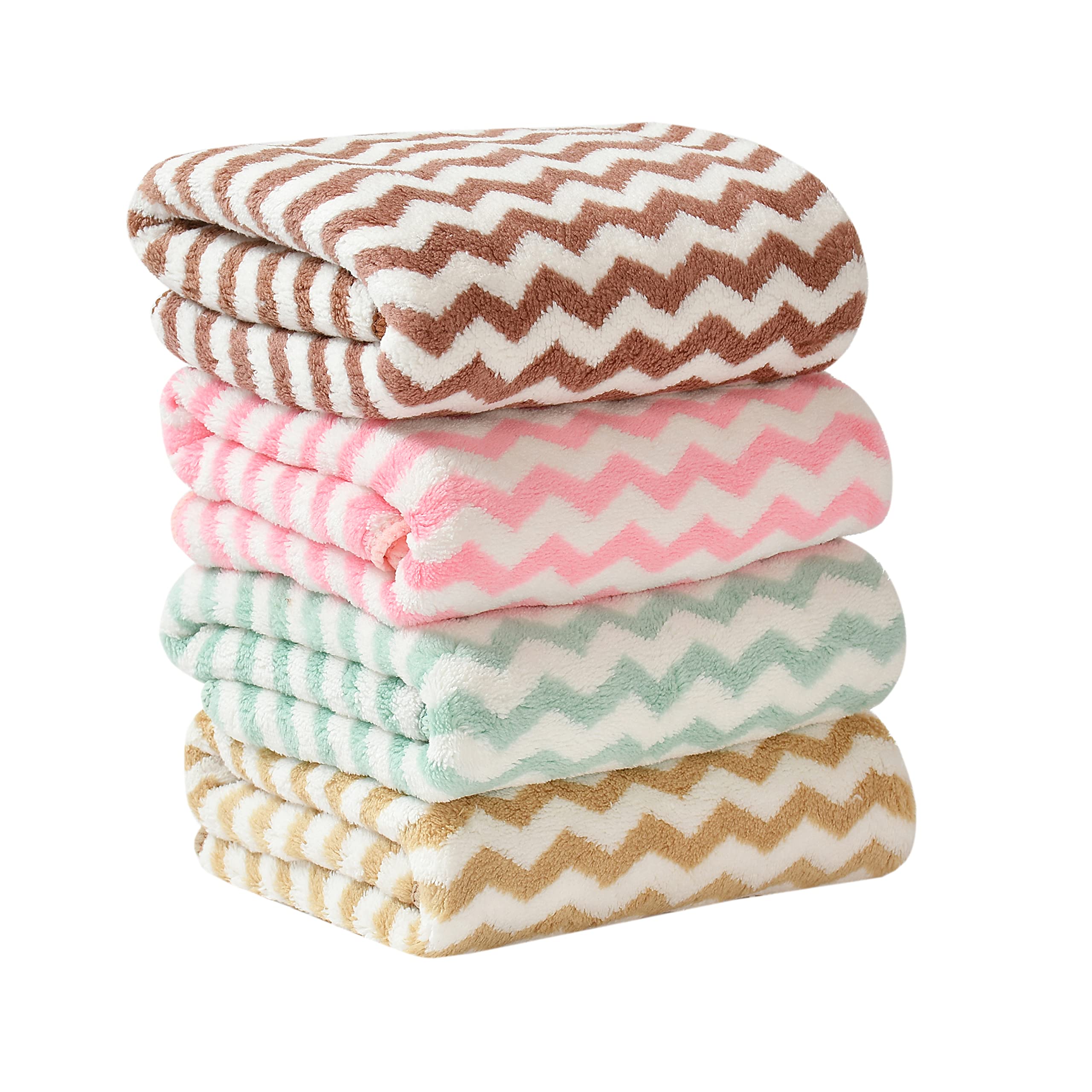 Urbanleaf Super Soft Microfiber Designer Hand Towels (Multicolours) - 4 Pieces, 400 Gsm