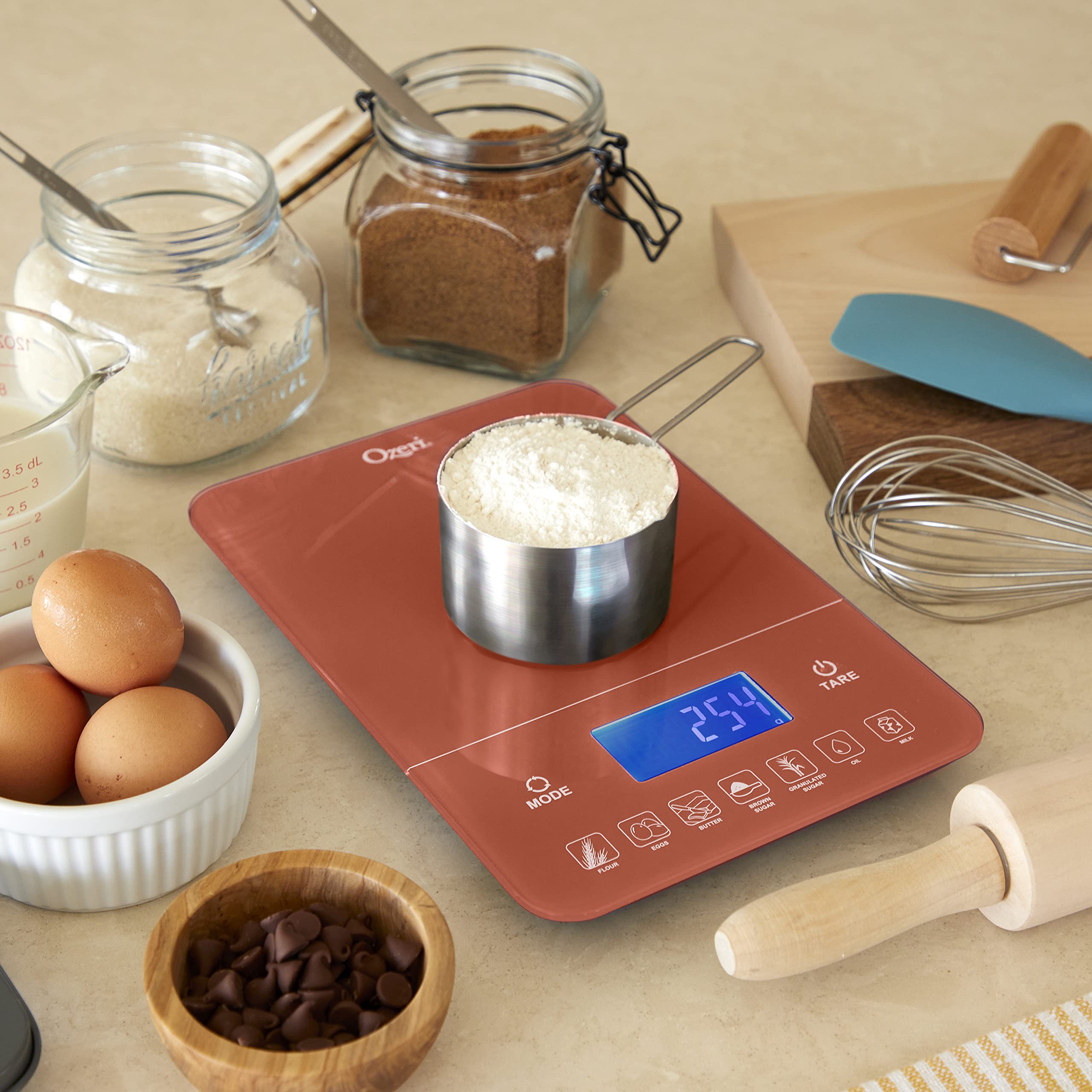 Ozeri Touch Iii 22 Lbs (10 Kg) Baker'S Kitchen Scale With Calorie Counter, In Tempered Glass
