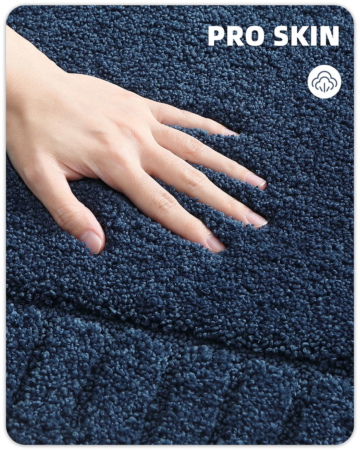 Color&Geometry Small Bath Rugs Non Slip Washable- 16''X24'' Absorbent Navy Blue Bathroom Rugs, Soft Bath Mats For Bathroom Floor
