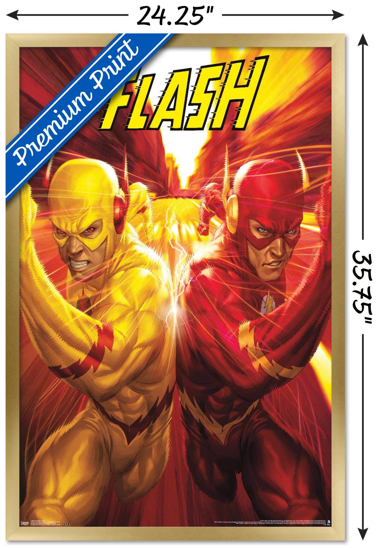 Trends International Dc Comics - The Flash And The Reverse Flash - Race Wall Poster, 22.375'' X 34'', Gold Framed Version