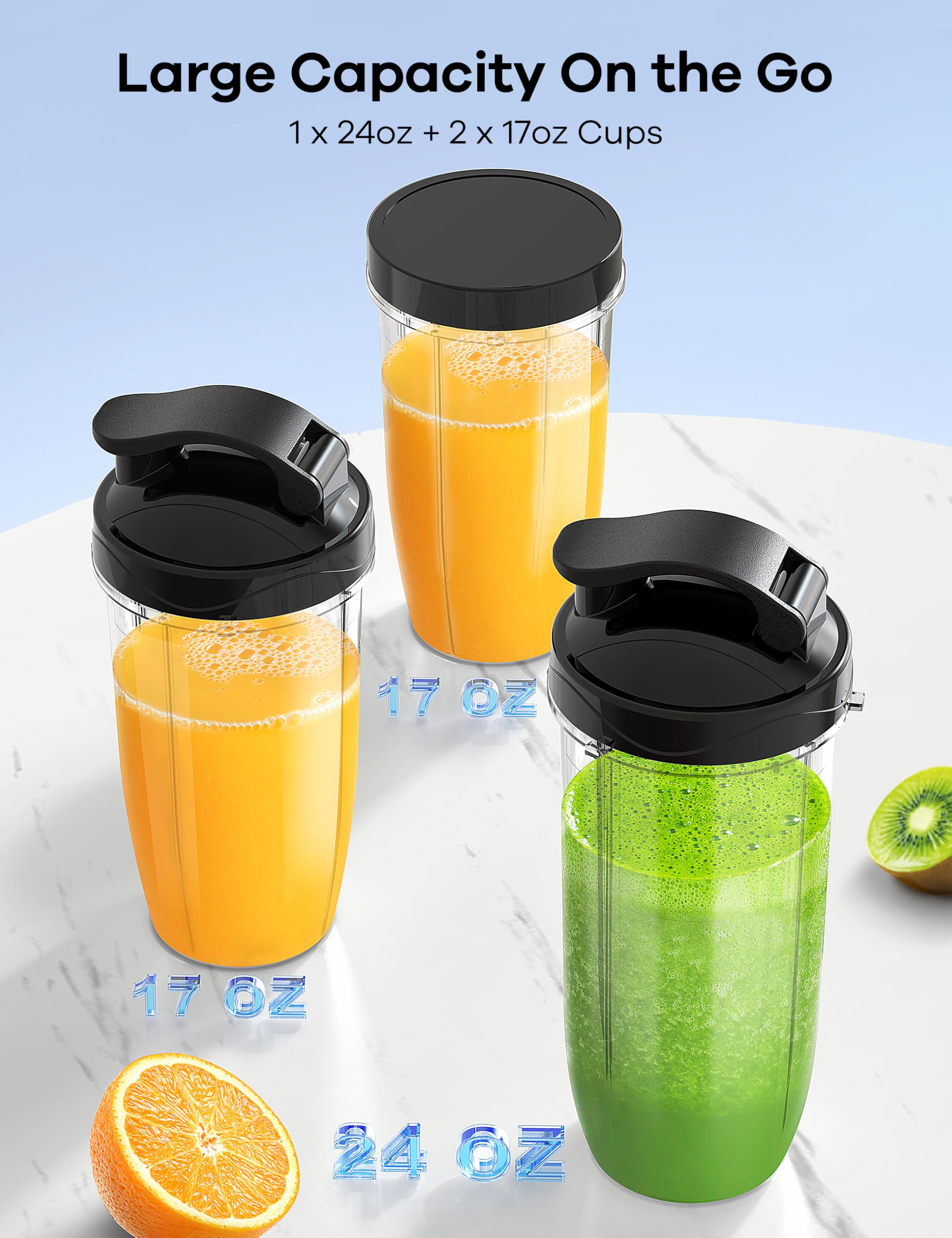 Ganiza Blender For Smoothies, 14Pcs Personal Blender For Shake And Smoothies For Kitchen With 3 Portable Blender Cups (1X24Oz &
