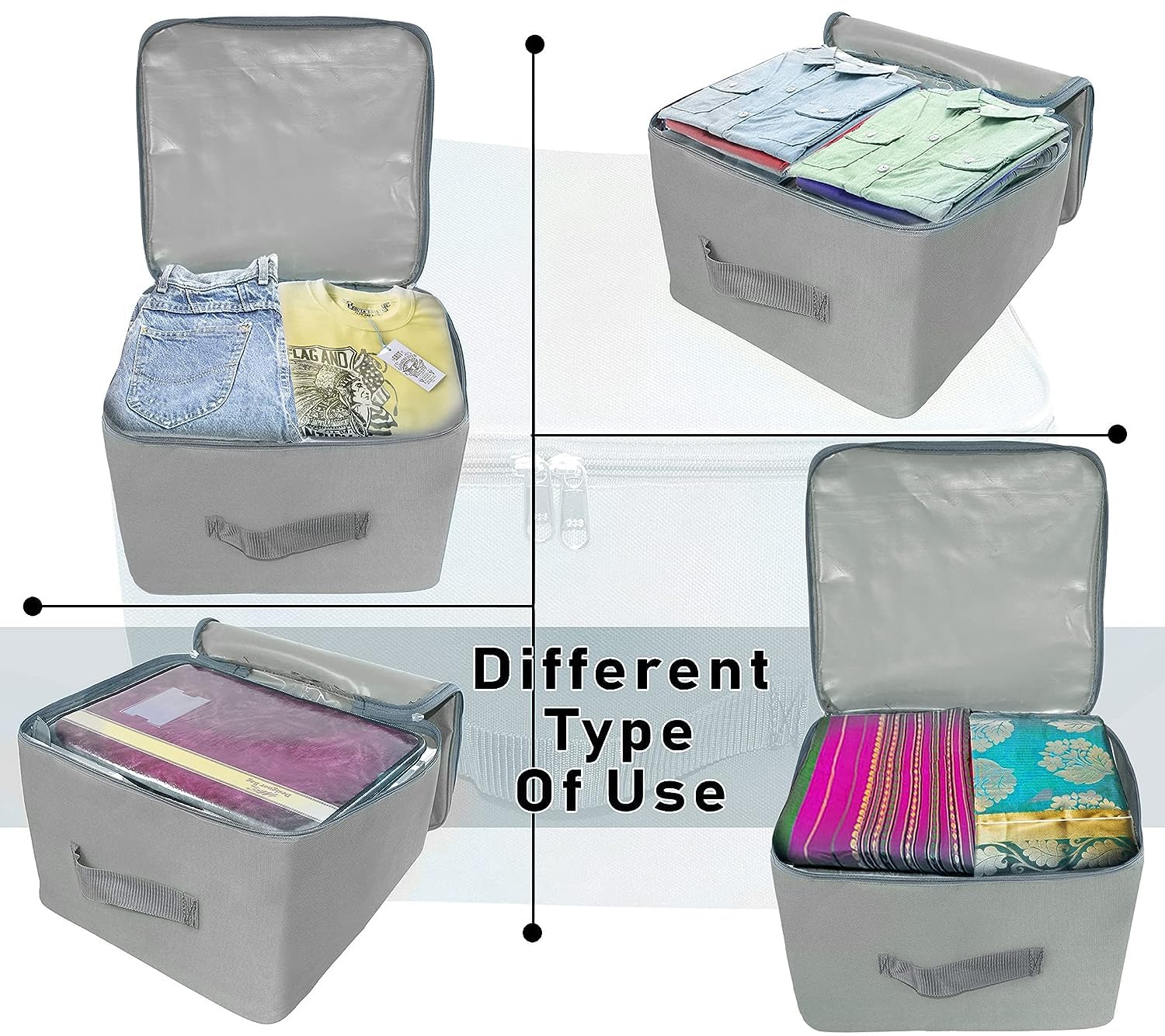 Storite 10 Pack Nylon Wardrobe Bag Underbed Moisture Proof Cloth Storage Organizer, Storage box for Clothes Saree Bags with Zipp