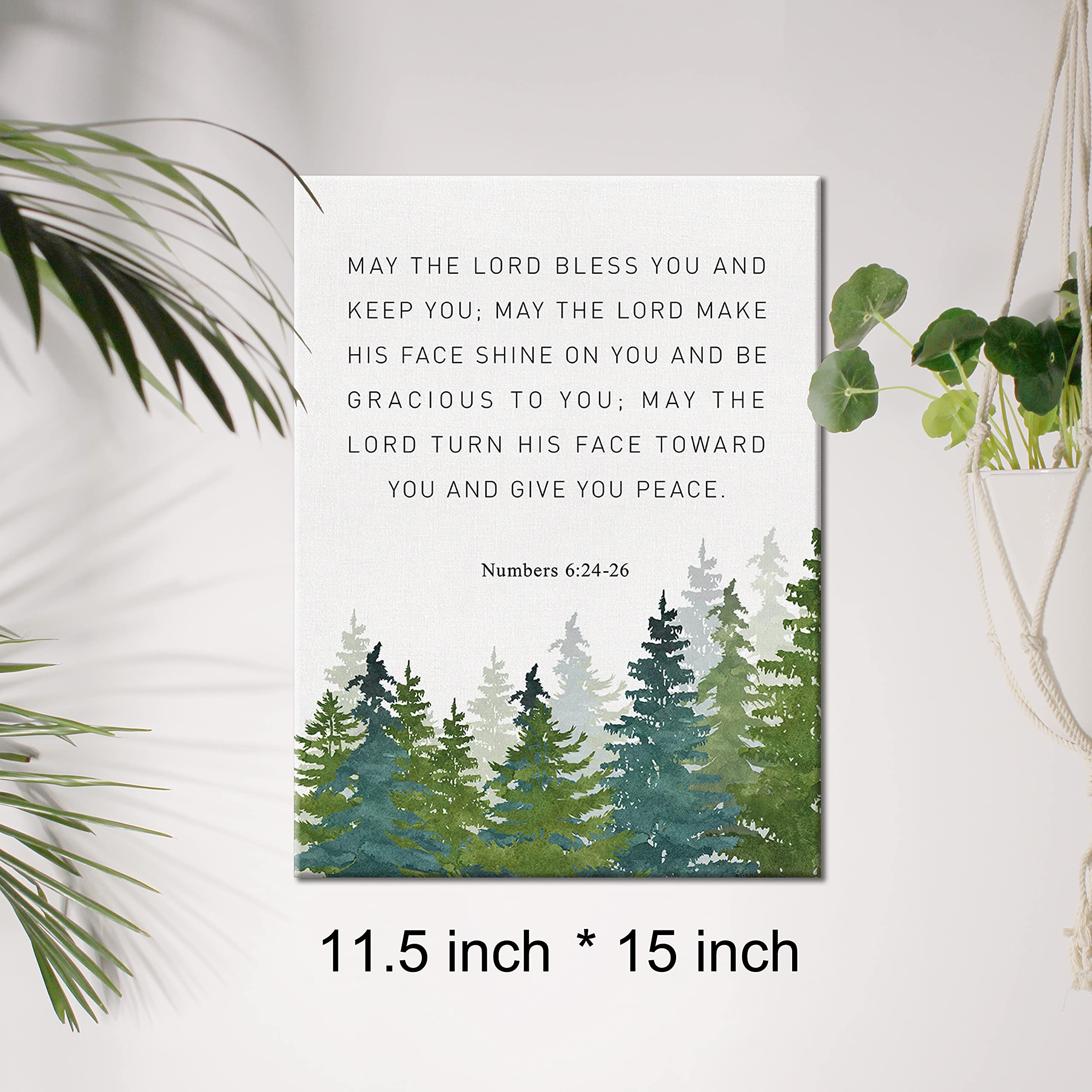 Christian Canvas Wall Art Numbers 6:24-26 May the Lord Bless You and Keep You Canvas Print Positive Scripture Canvas Painting Ho