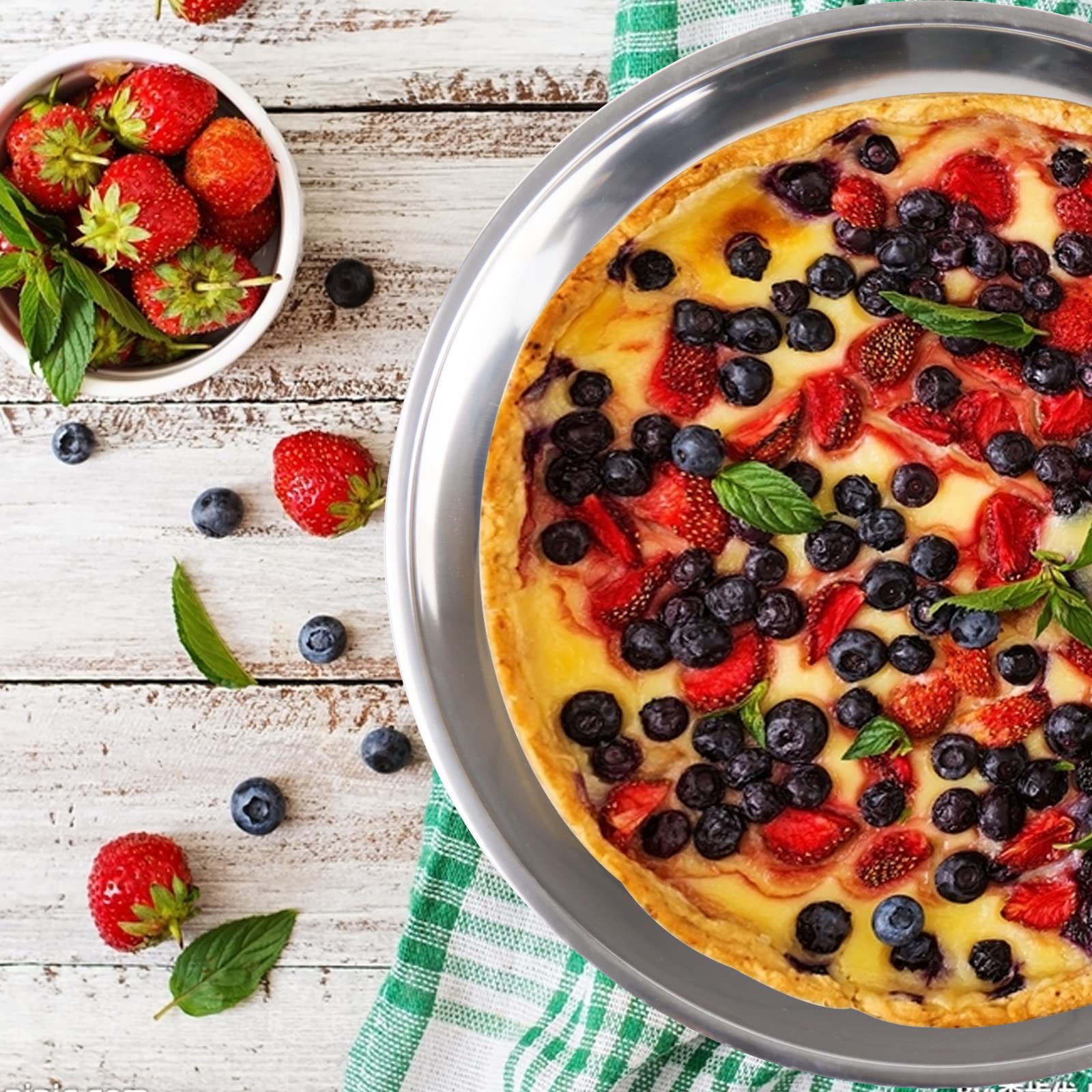 Beenific Deep Dish Pizza Pan,Stainless Steel Pizza Tray Oven Pan,Pie Pan Grill Pan Baking Pan10-12-14Inch (16X1.95)