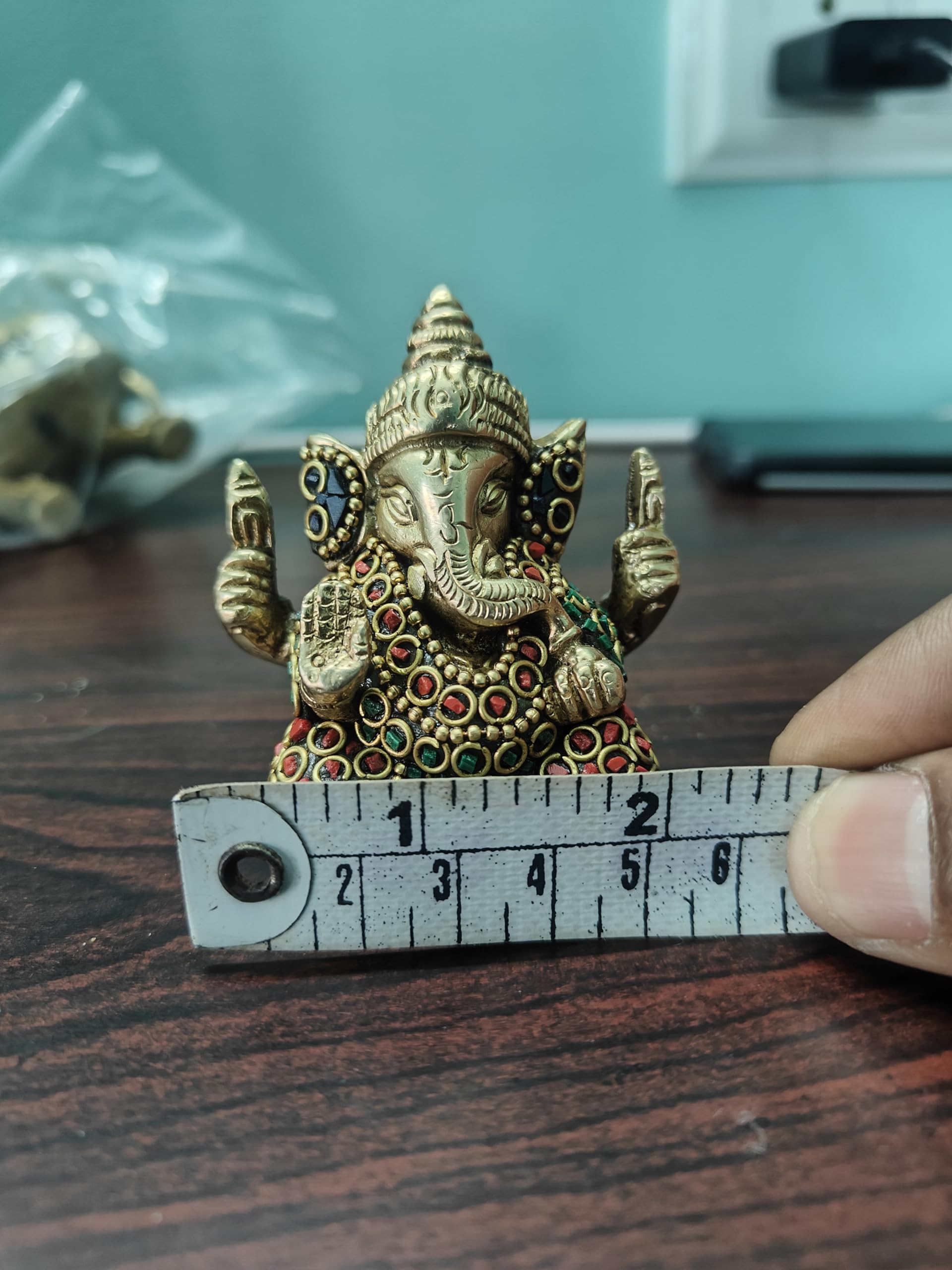 Rugdoll Diwali Gift Box | 100% Pure Brass Appu Ganesh Idol For Home | Yellow Antique Finish