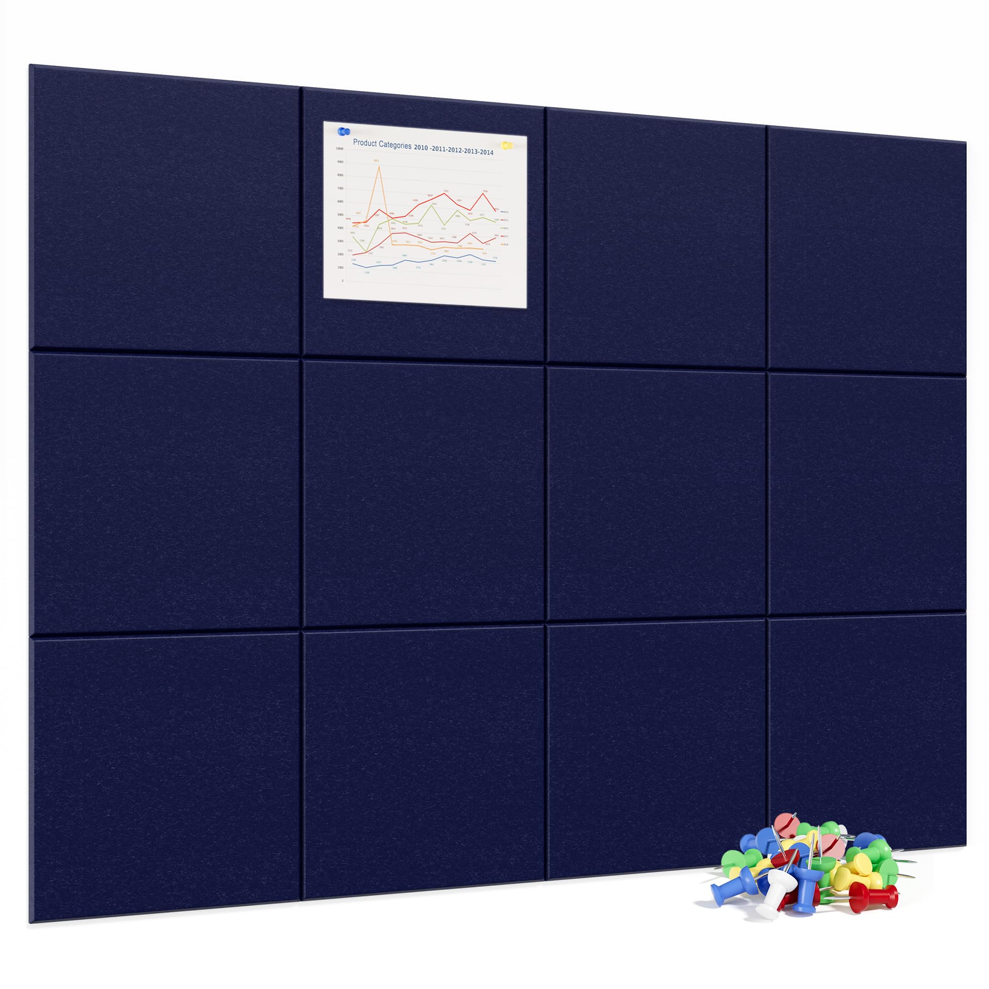 Neatsure Large Cork Board for Wall, 48 x 36 Bulletin Board with Pushpins, 12 Panels Felt Tiles Tack Push Pin Board for Office, D