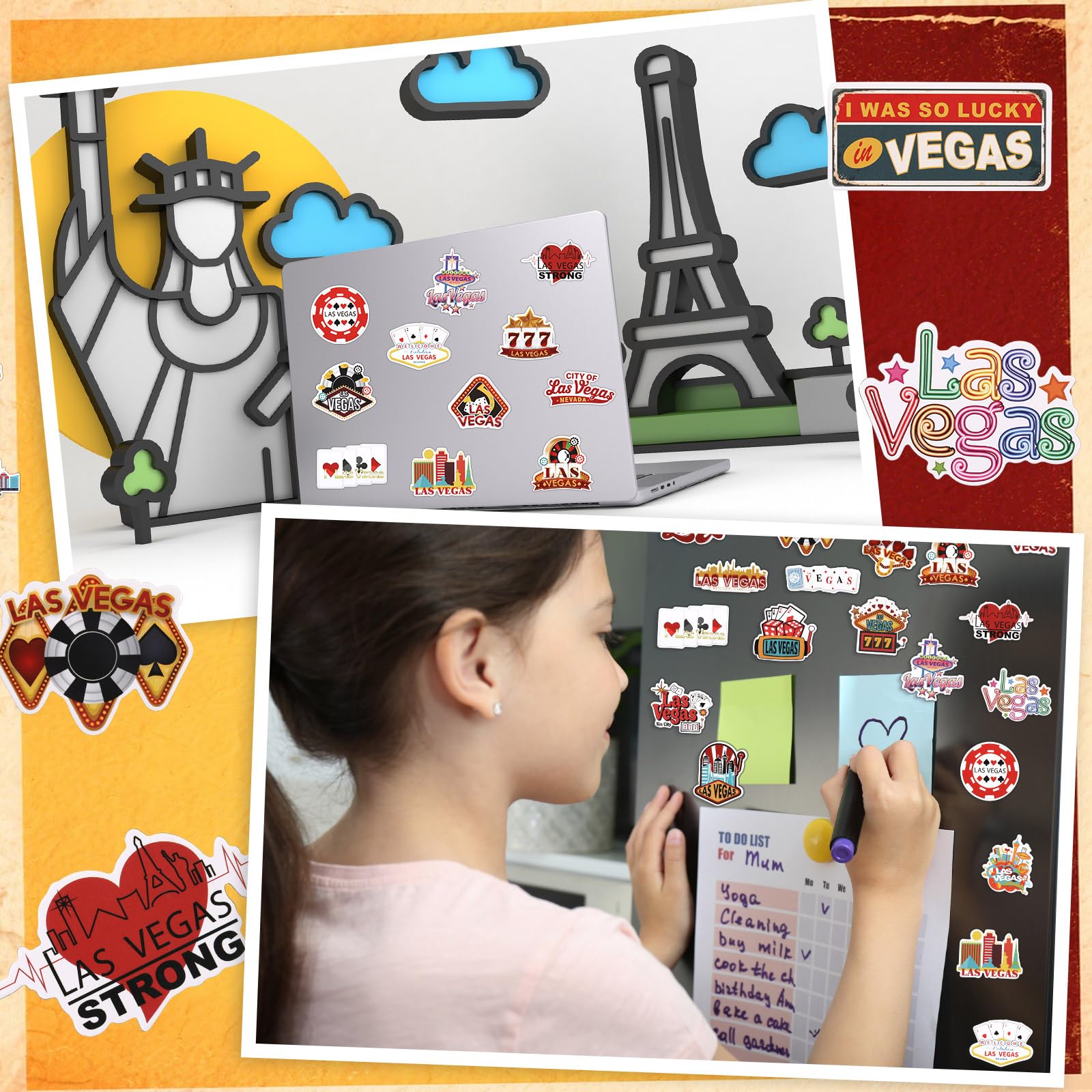 Konohan 30 Pcs Las Vegas Souvenirs Gifts Las Vegas Magnet for Refrigerator City Magnetic Refrigerator Stickers for Home Decorati