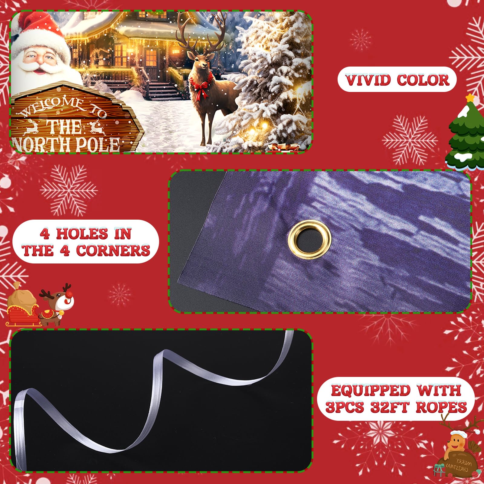 Tioncy 3 Pcs Christmas Door Window Cover Decorations Set 71 x 35 Christmas Door Cover 47 x 32 Xmas Window Curtain Santa Claus Sn