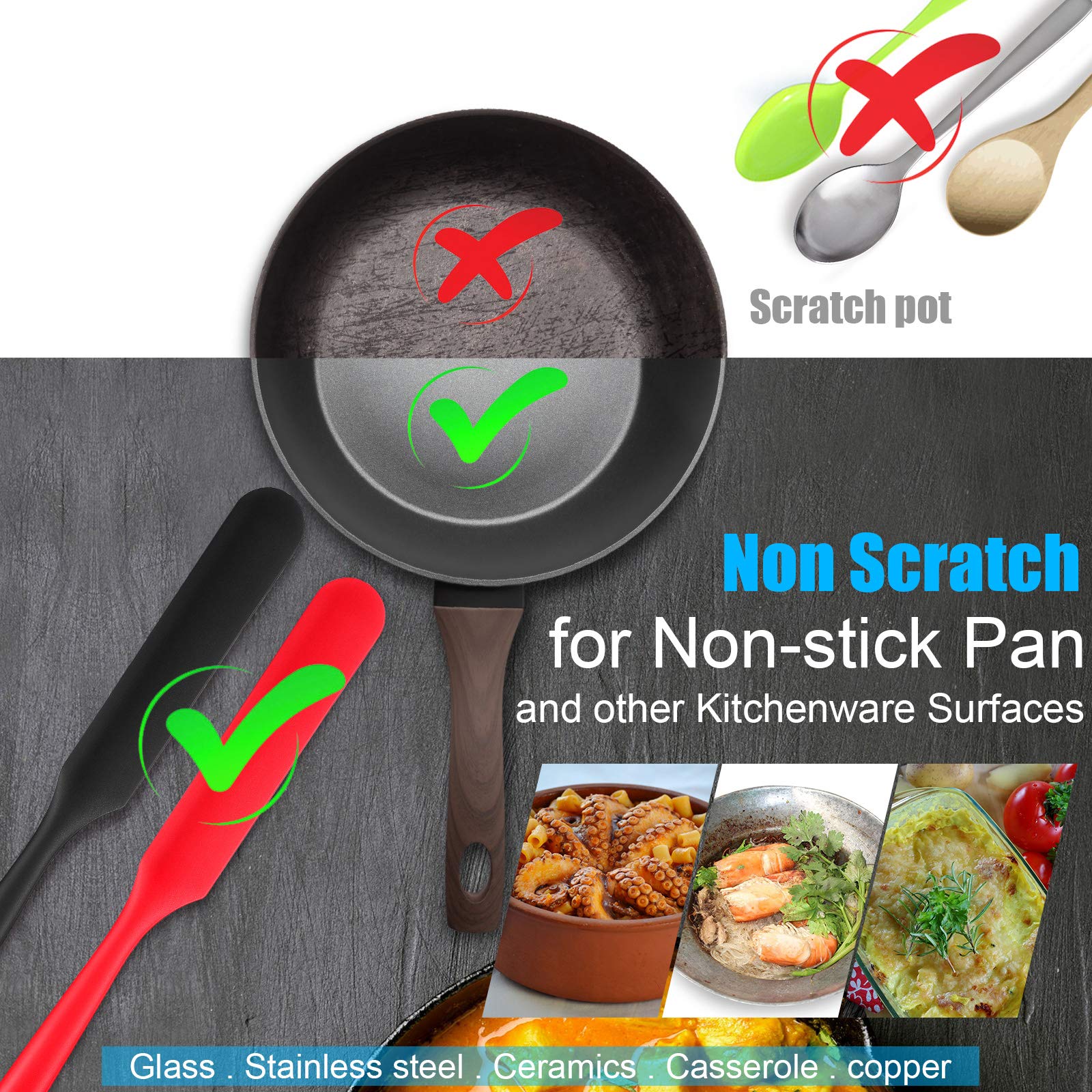 4 Pieces 13 Inch And 9.6 Inch Silicone Jar Spatulas Set Large And Medium Rubber Butter Cake Cream Spatulas Heat Resistant Non-St