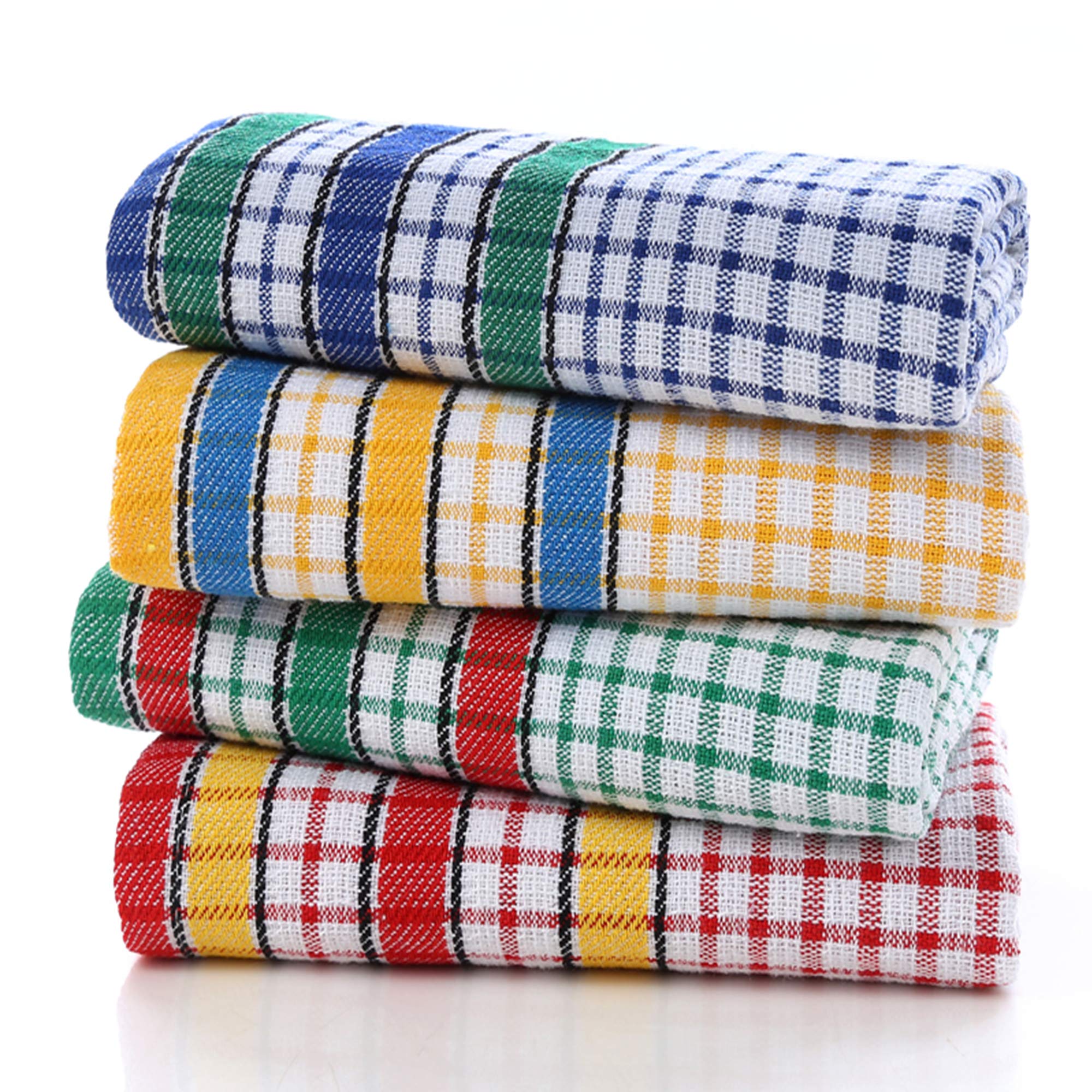 Gentlife Large Kitchen Dish Towels, 16 Inch X 26 Inch Bulk Absorbent Cotton Kitchen Towels, 4 Pack Bright Colorful Tea/Bar Towel