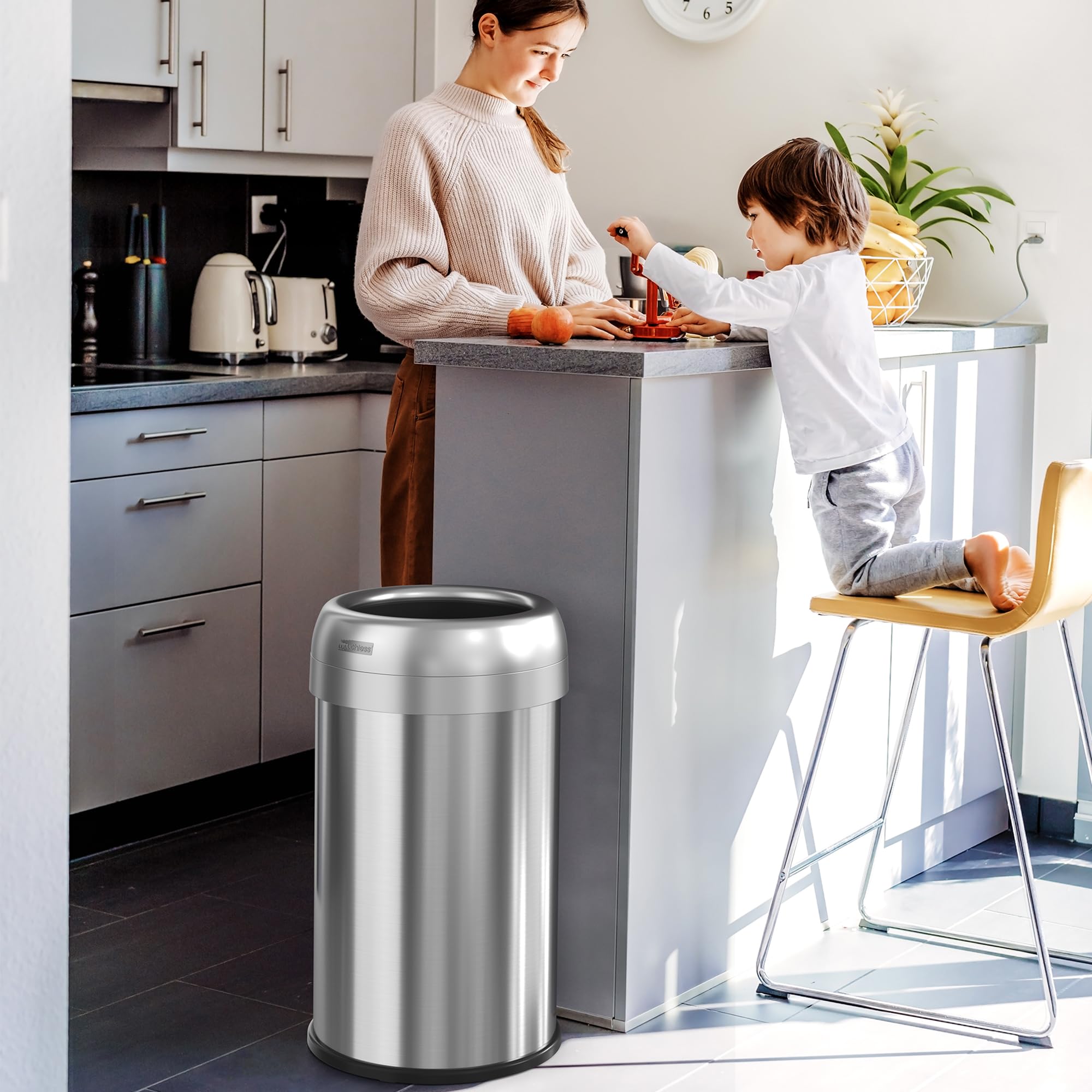 Itouchless 13 Gallon Dual-Deodorizer Trash Can And Recycle Bin Stainless Steel Commercial Grade, Large 10 Inch, Home, Restaurant