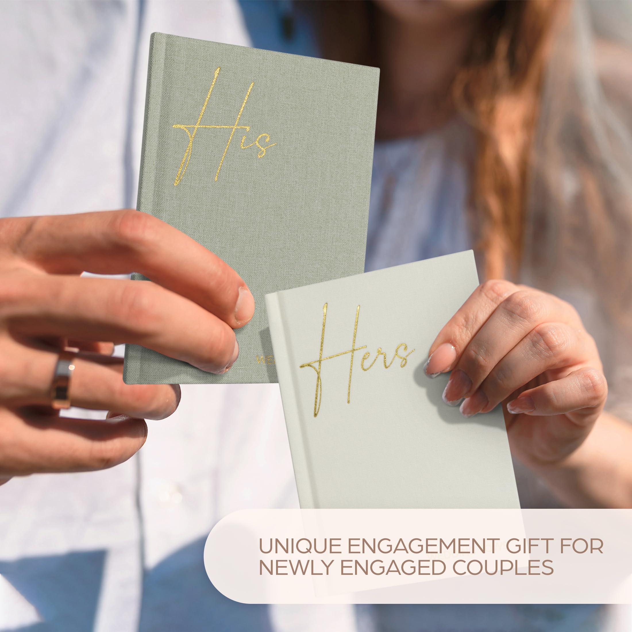Elegant Linen Wedding Vow Books With Gold Foil Lettering - Perfectly Sized His And Hers Vow Books With Plenty Of Pages To Write