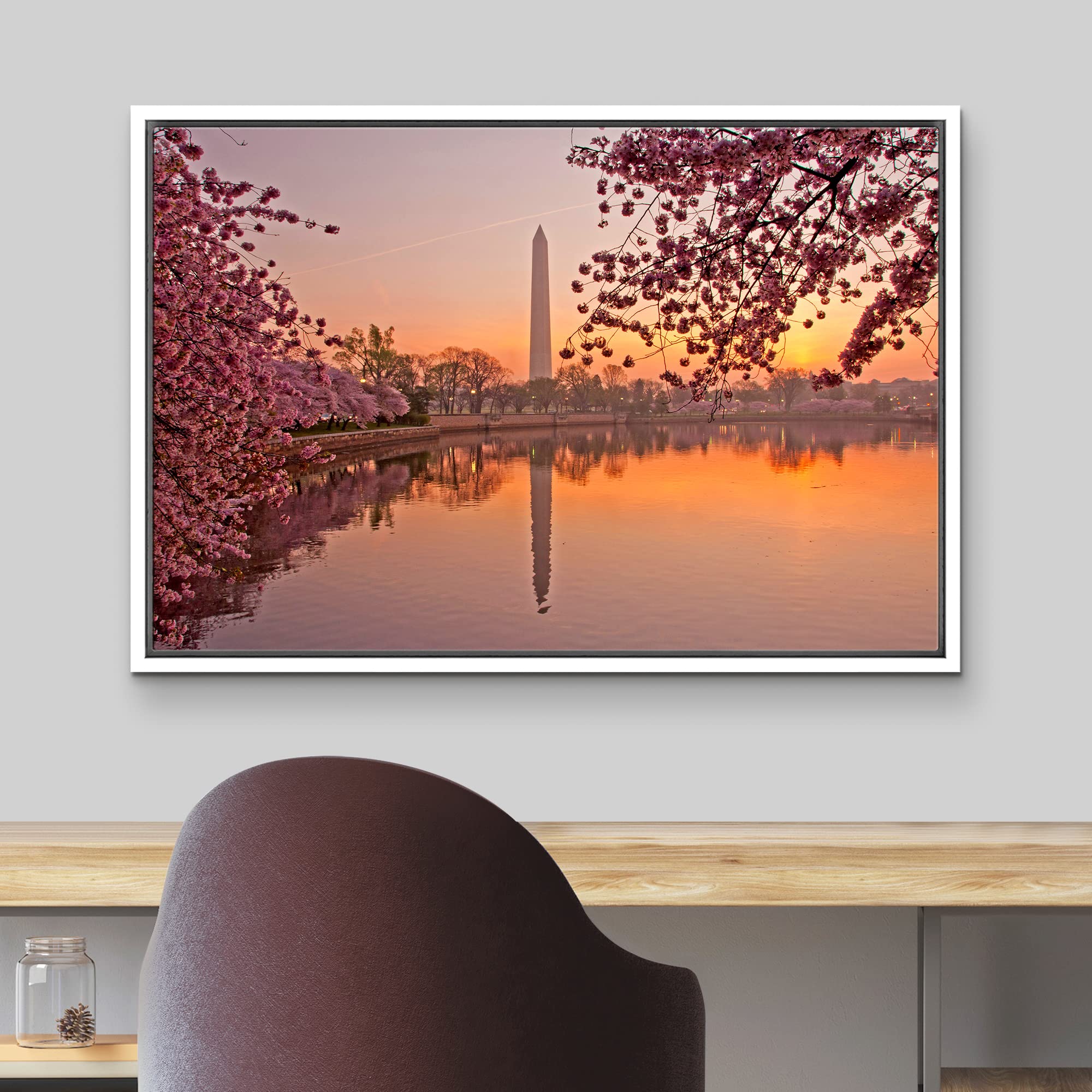 Framed Canvas Prints Wall Art - Cherry Blossom Festival At The National Mall Washington, Dc | Modern Wall Decor/Home Art Stretch