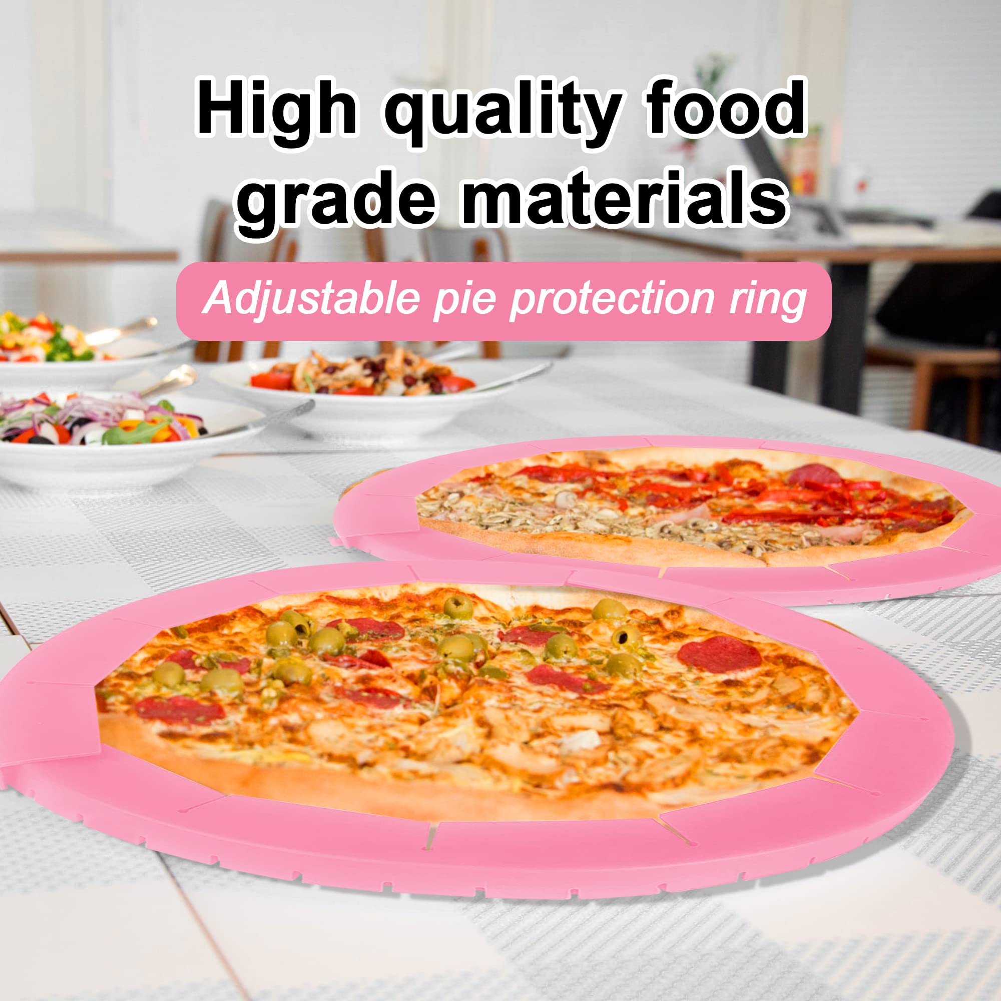 Quwolace 2 Pack Adjustable Silicone Pie Crust Shield, Pie Bpa-Free Pie Crust Protector Cover Kitchen Tool For Baking Pie Pizza,