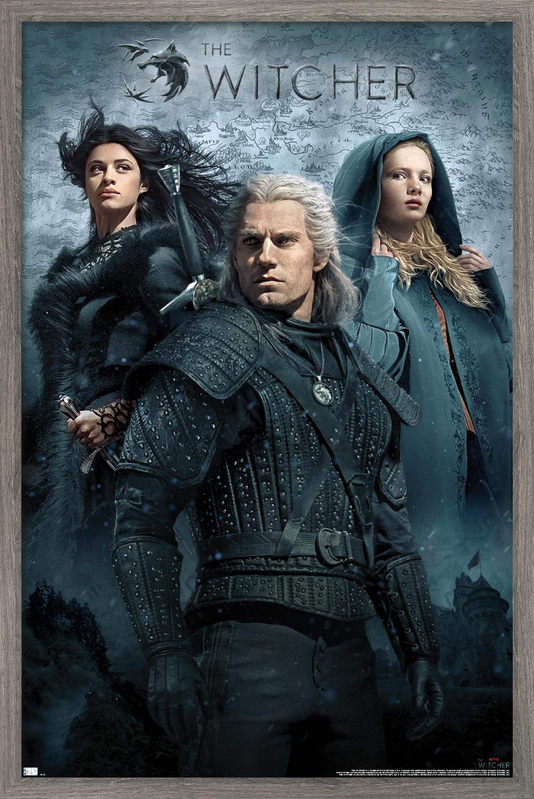 Trends International Netflix The Witcher - Key Art Wall Poster, 14.725'' X 22.375'', Barnwood Framed Version