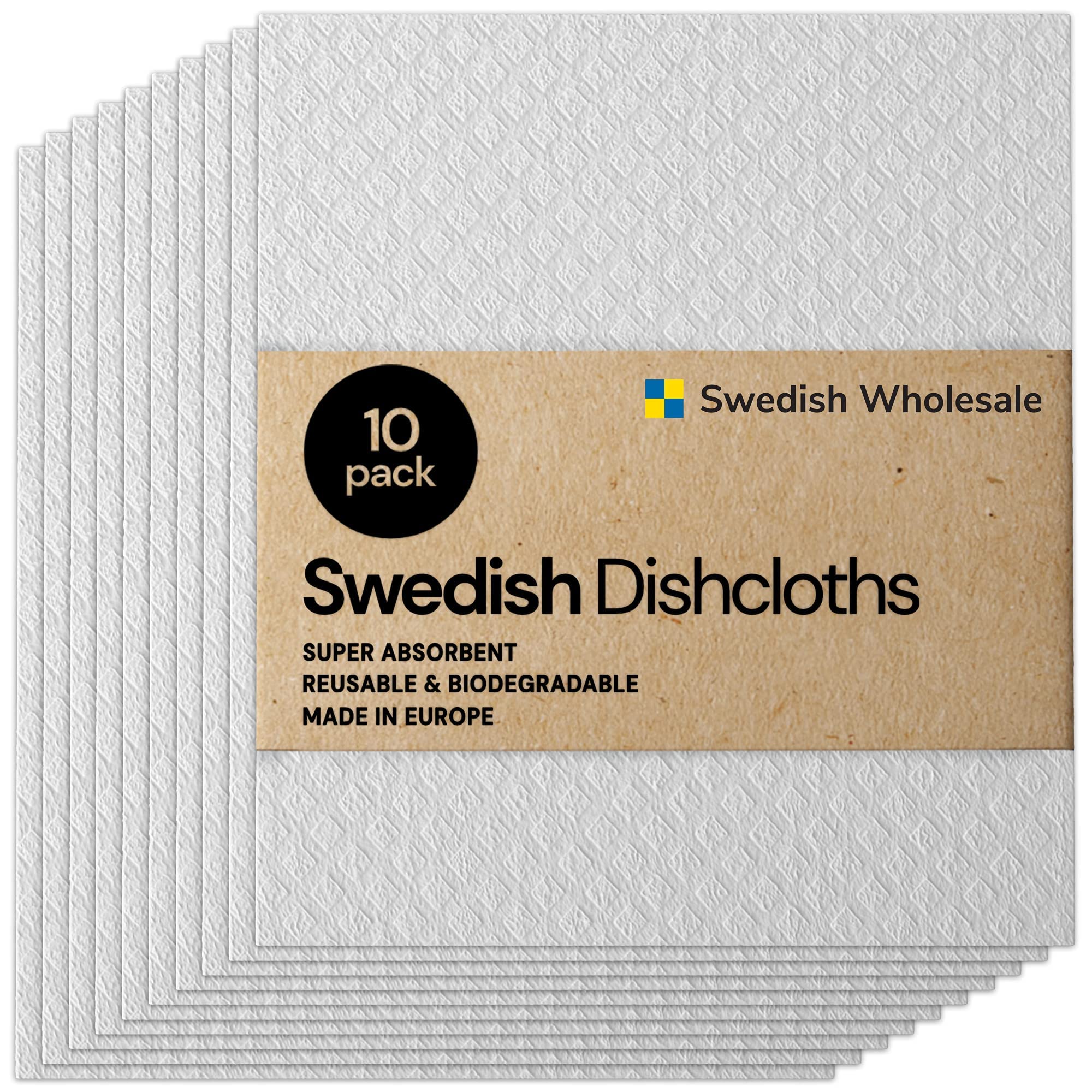 Swedish Wholesale Swedish Dishcloths For Kitchen- 10 Pack Reusable Paper Towels Washable - Eco Friendly Cellulose Sponge Microfi