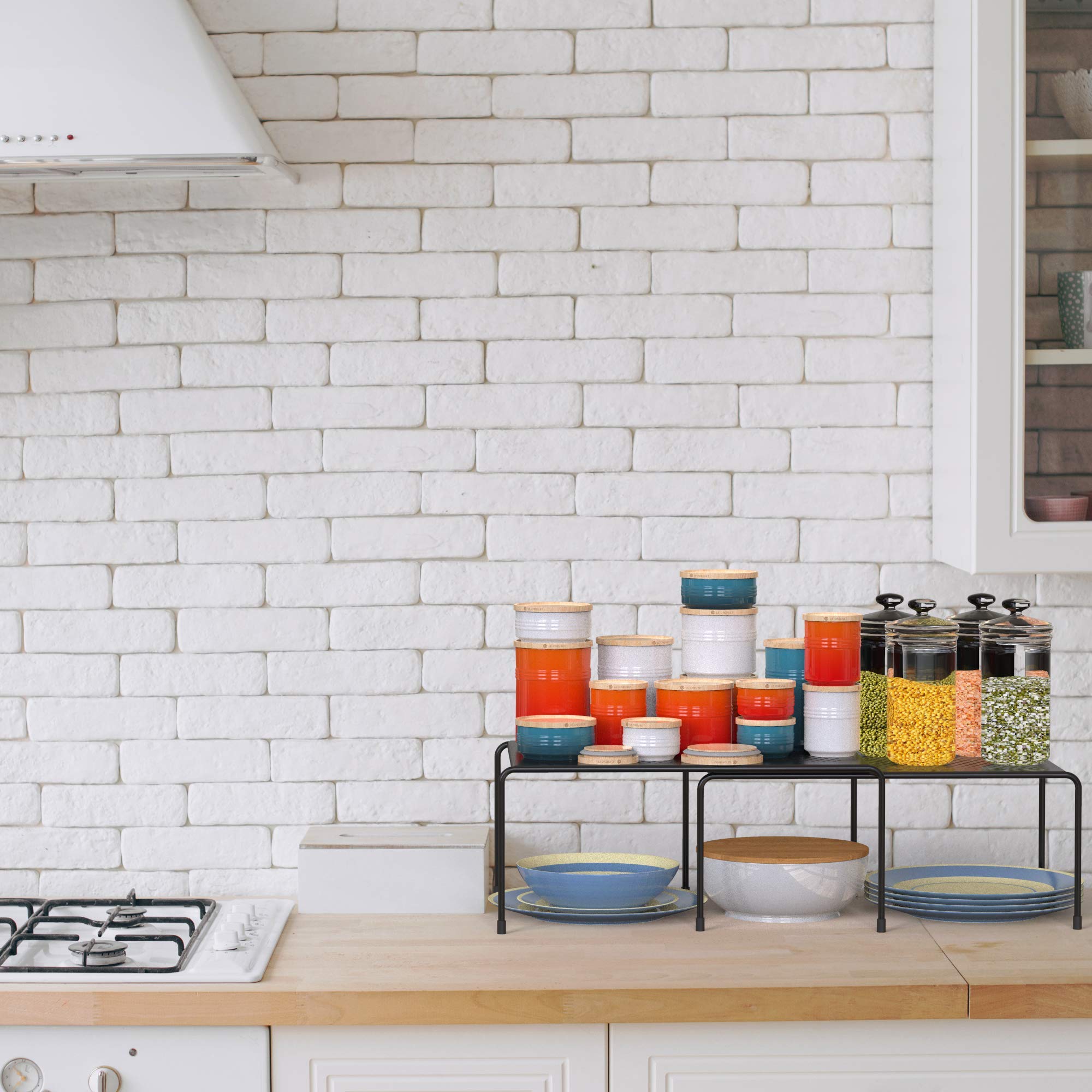 Appucoco Multipurpose Expandable Utensils Cookware Plate Dish Kitchen and Food Storage Iron Rack (Black) - Floor Mount, Corner S