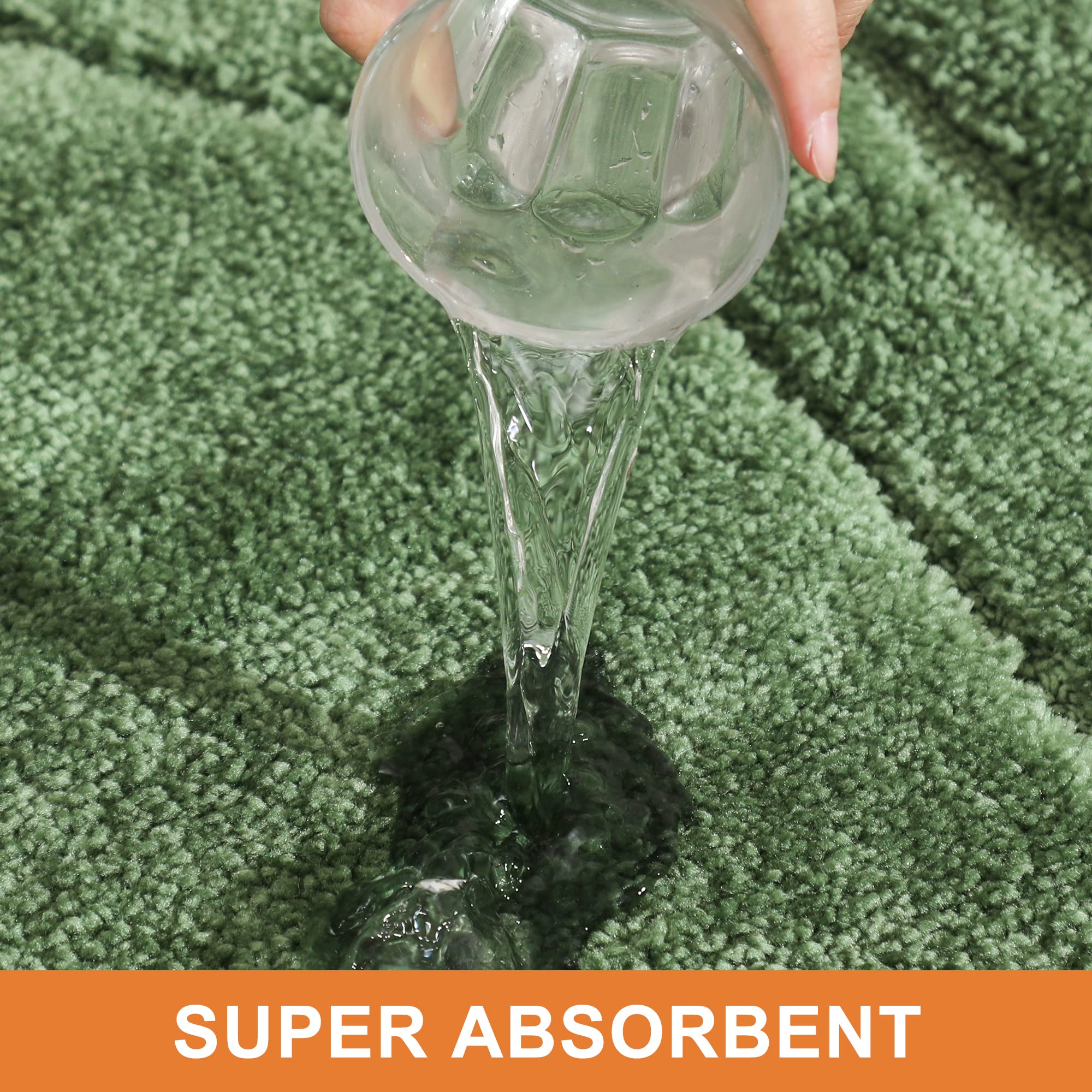 Beqhause Bath Mat, Non-Slip Polyester Bathroom Rug, Soft And Absorbent, Quick Dry Shaggy Shower Mat, 20'' X 32'', Green