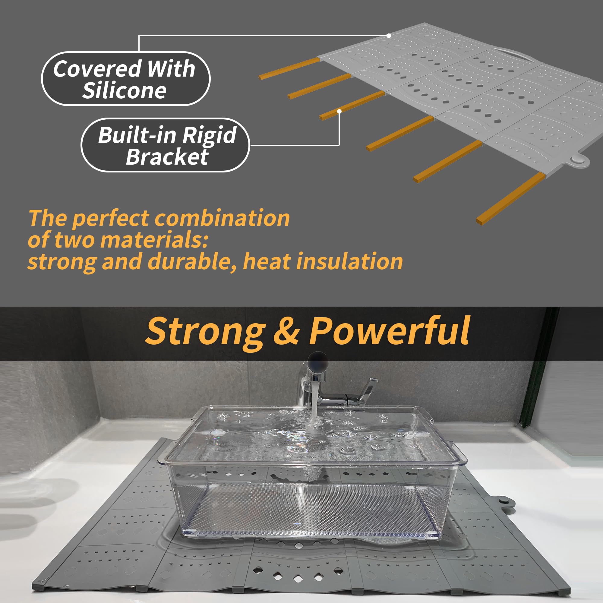 Mofason Bathroom Sink Top Cover Space Saver,Silicone Makeup Organizer Mat For Over Countertop,Small Bathroom Must Haves Accessor