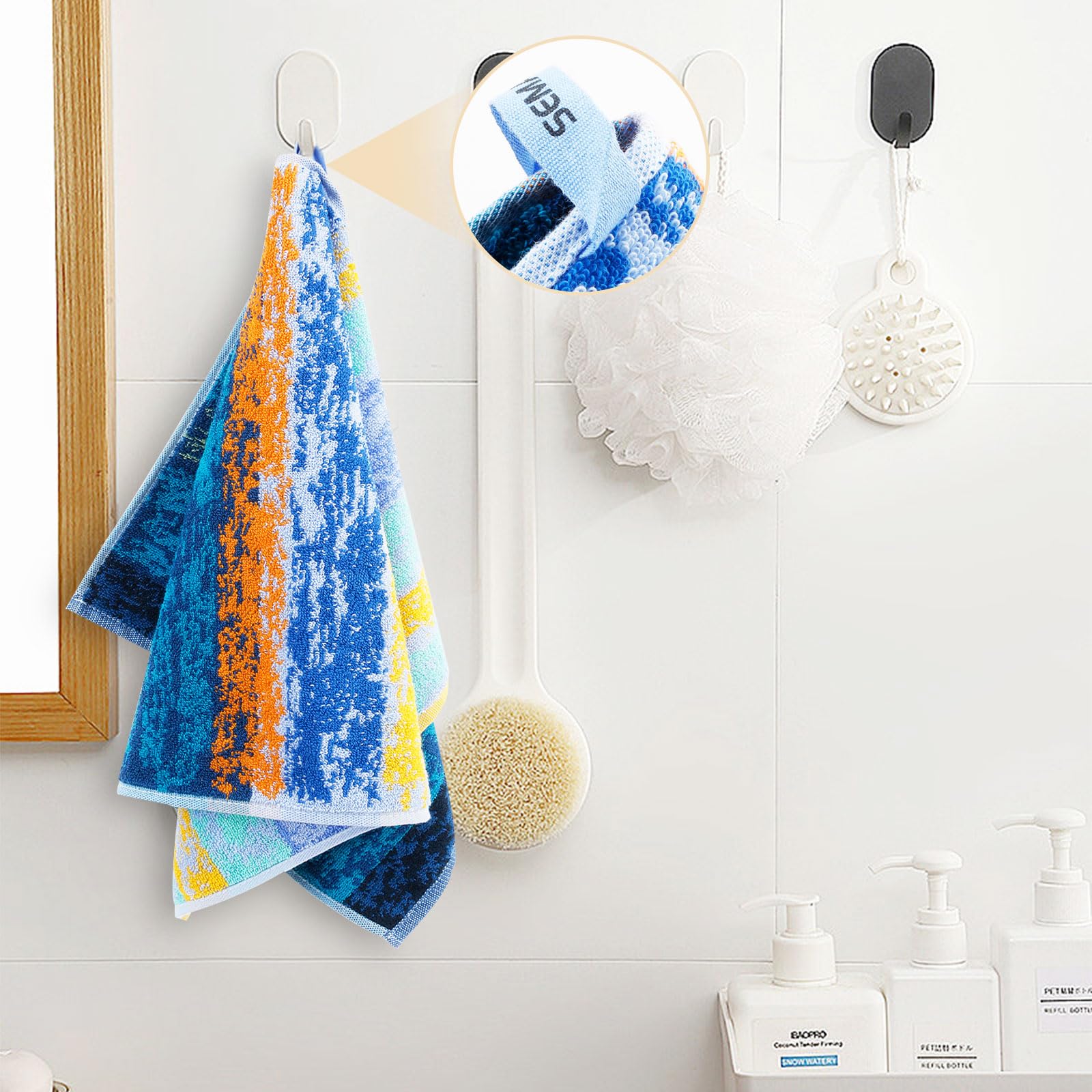 Semaxe Bath Towel Set Of 8 Include 2 Bath Towels, 2 Hand Towels, 4 Washcloths, 100% Cotton Bathroom Towels With Hanging Loops An