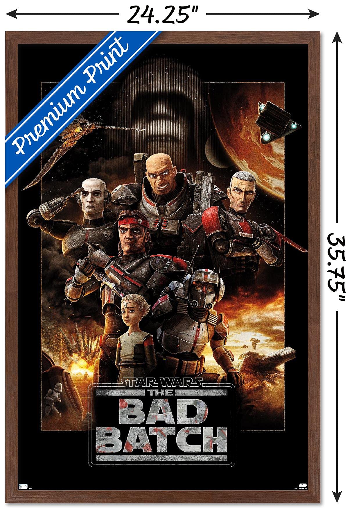 Trends International Star Wars: The Bad Batch-One Sheet Wall Poster, 22.375'' X 34'', Mahogany Framed Version