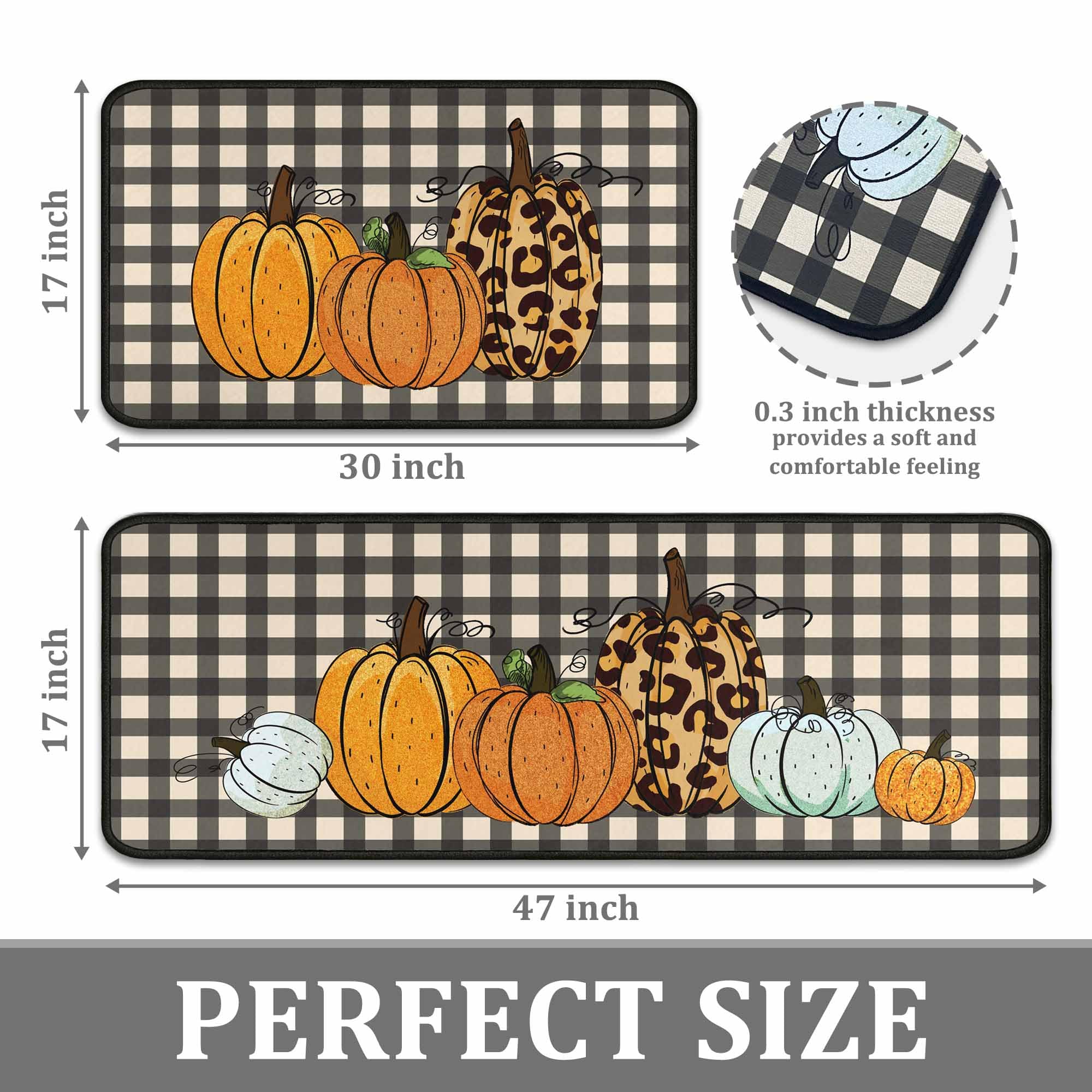 OUXIOAZ Welcome Fall Pumpkin Decorative Kitchen Rugs Set of 2, Autumn Pet Pumpkin Kitchen Mats Decor Dog Lover Gifts, Maple Leav