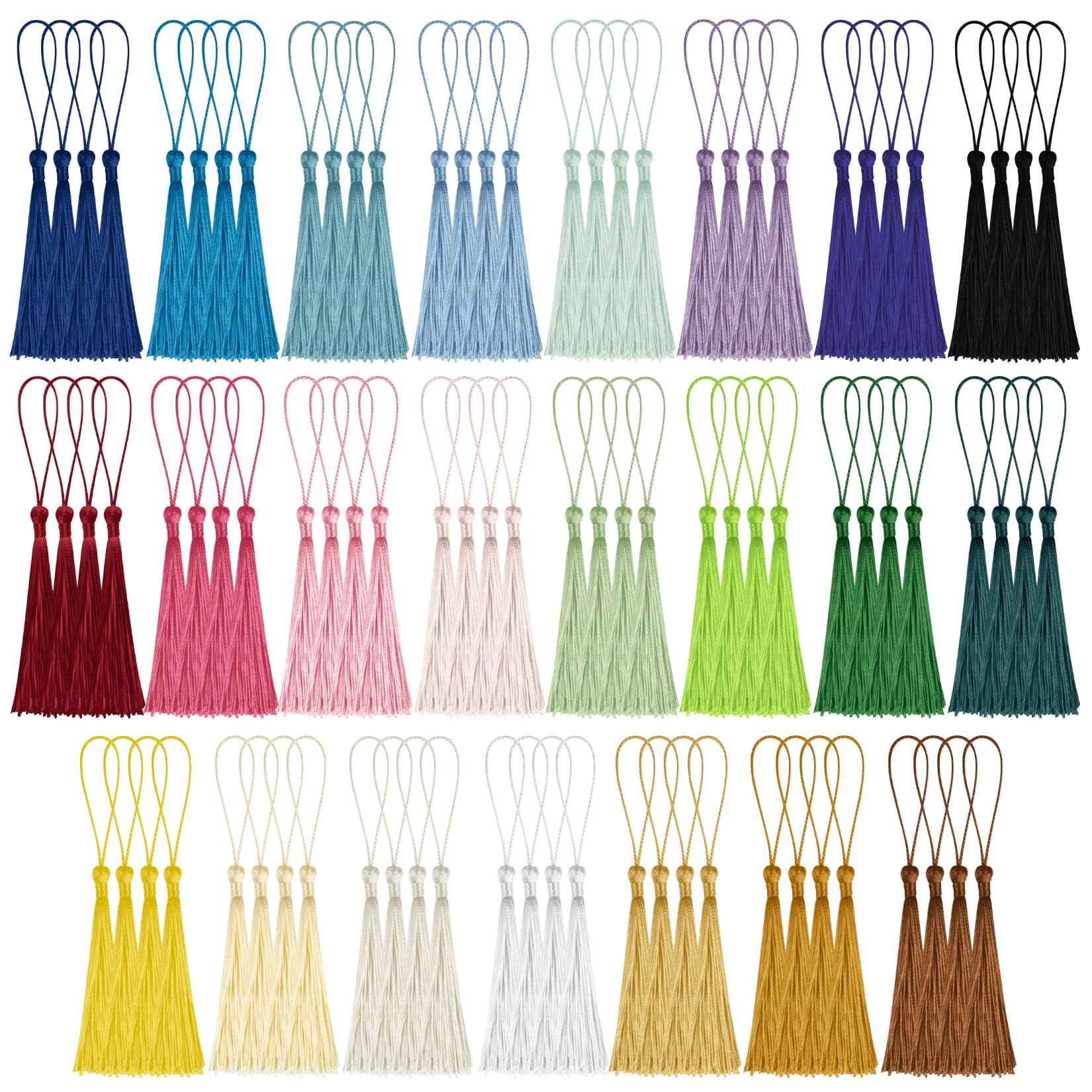 MAQIHAN Bookmark Tassels Bulk - 90PCS Mini Tassels with Loops, 23 Colors Tassel for Crafts, 5.1 Inch Tassel for Keychain Making,