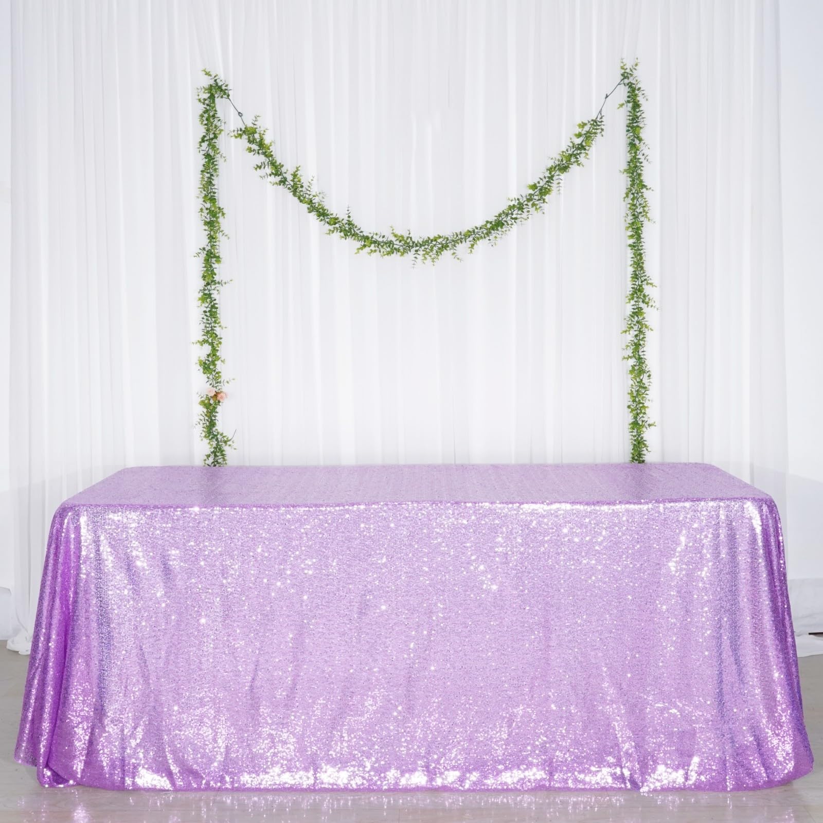 Poise3Ehome Lavender Sequin Tablecloth 90  132 Inch Rectangle Sparkly Fabric Table Cloth For Birthday Wedding Party Holiday Baby