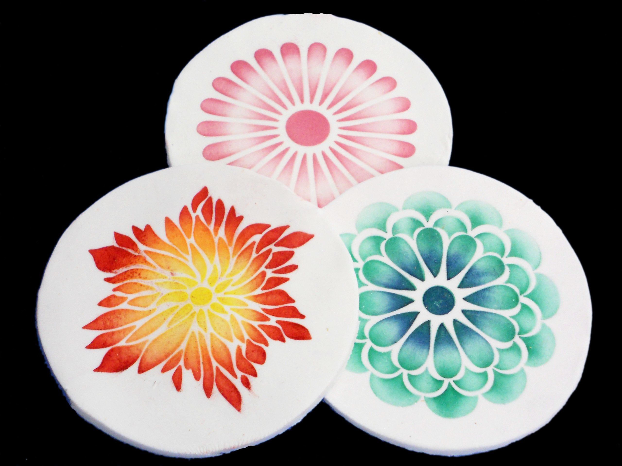 Designer Stencils Modern Flower Cookie Stencil Set, Beige/Semi-Transparent