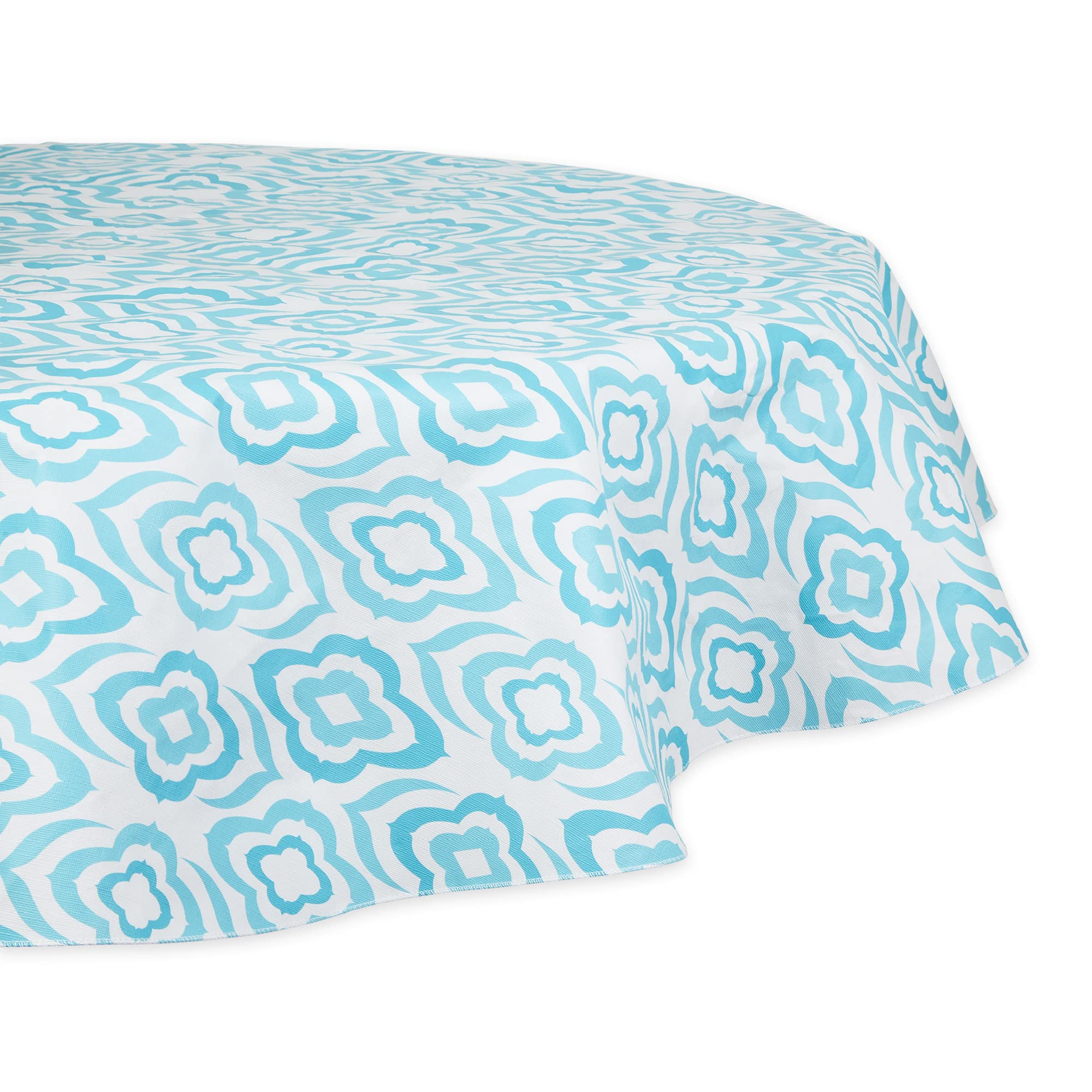 BLUE IKAT VINYL TABLECLOTH 70 ROUND