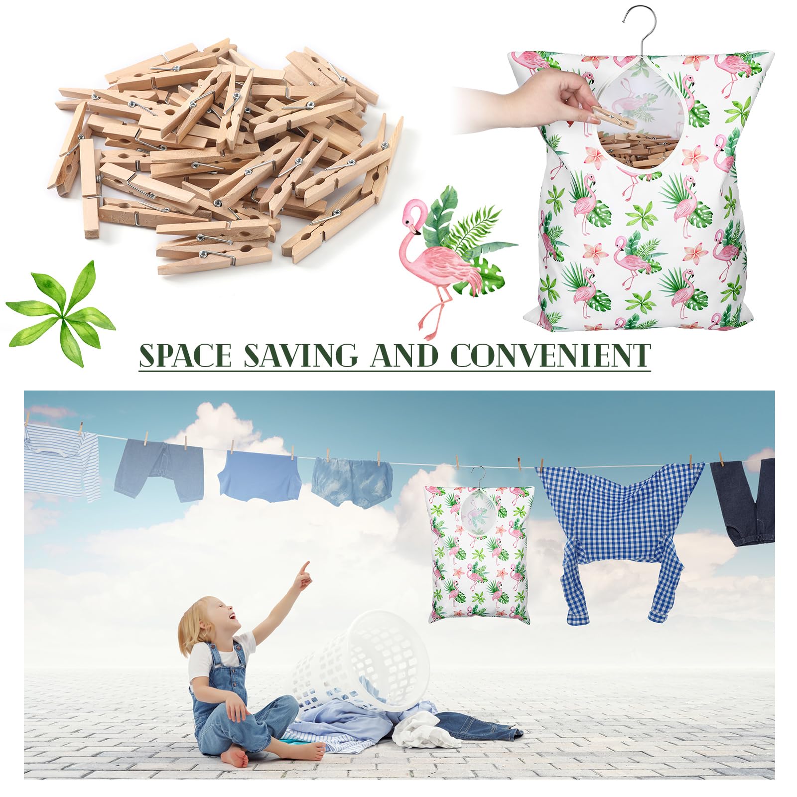 Wowangce 2 Pcs Extra Large 20 X 16 Inch Clothespin Bag With Hanging Hook Clothes Pin Holder Waterproof Clothes Pin Hanging Bag C