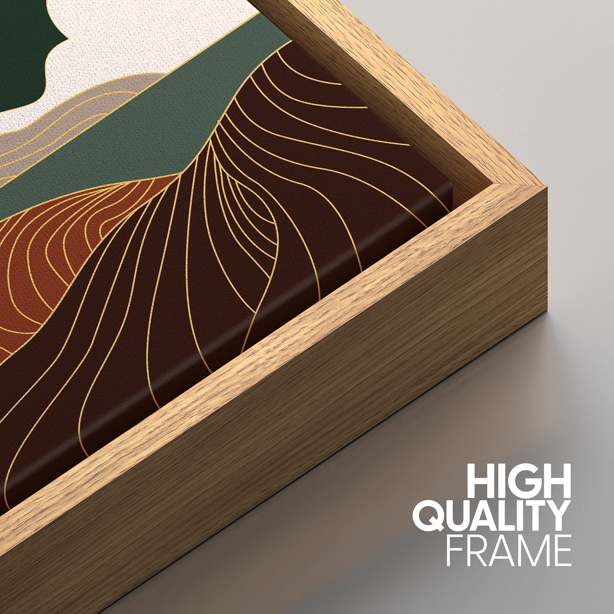 IDEA4WALL Framed Canvas Print Wall Art Deer in The Golden Green Night Forest Animals Wildlife Illustrations Modern Art Farmhouse/Country Dark for Living Room  Bedroom  Office - 16''x24'' Natural