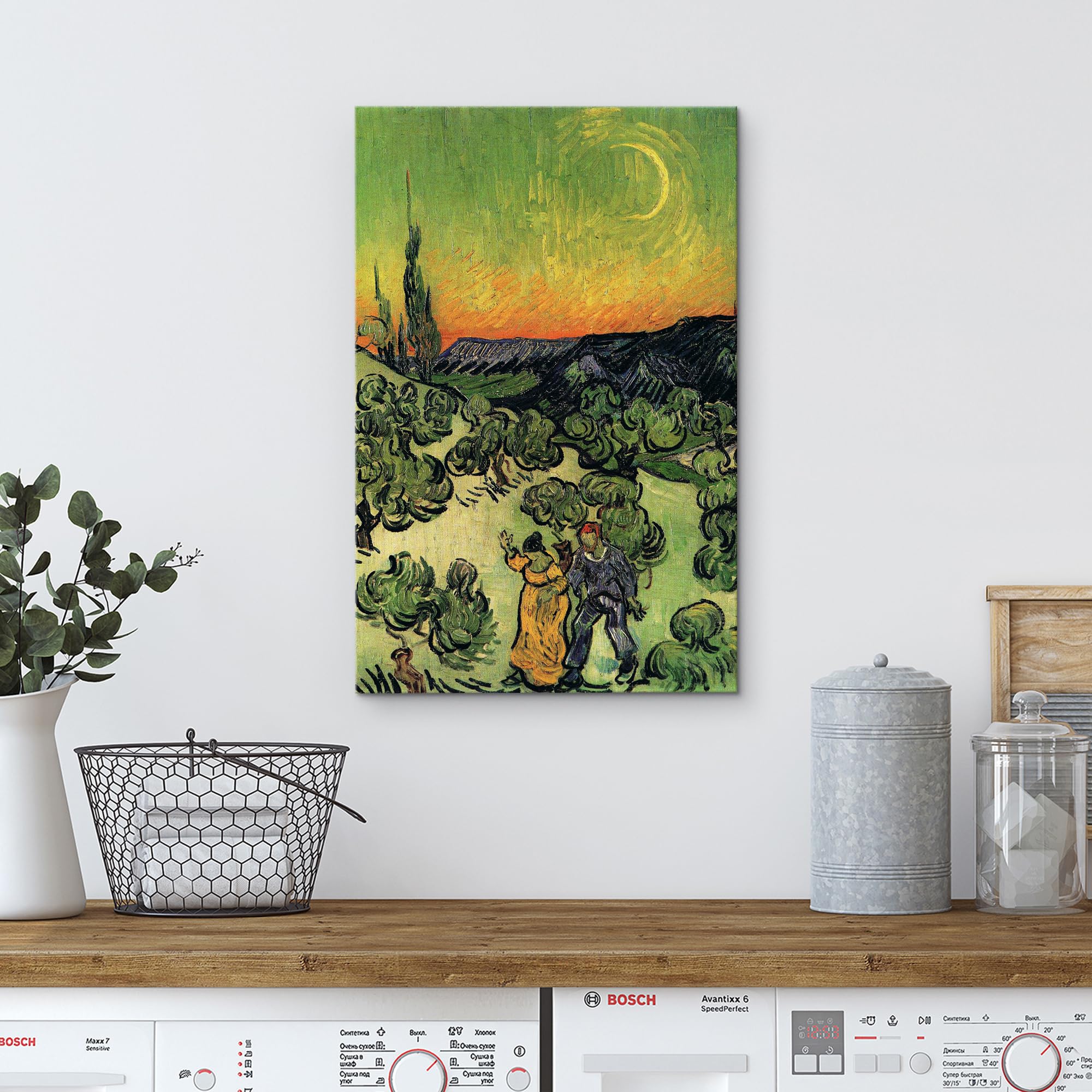 Wall26 Canvas Print Wall Art Road With Cypress & Star By Master Artist Vincent Van Gogh Nature Wilderness Illustrations Fine Art