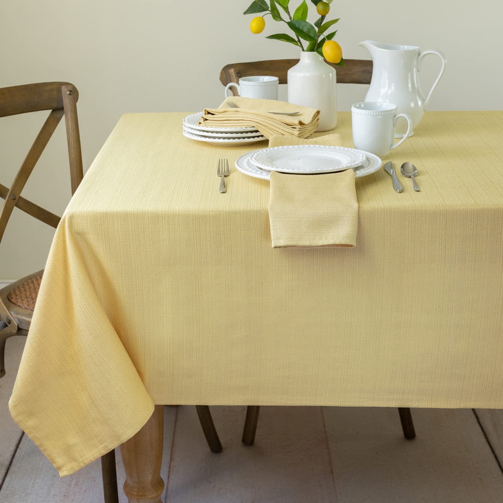 Benson Mills Cameron Textured Fabric Table Cloth, for Everyday Home Dining, Parties, Weddings & Spring Holiday Tablecloths (60 x