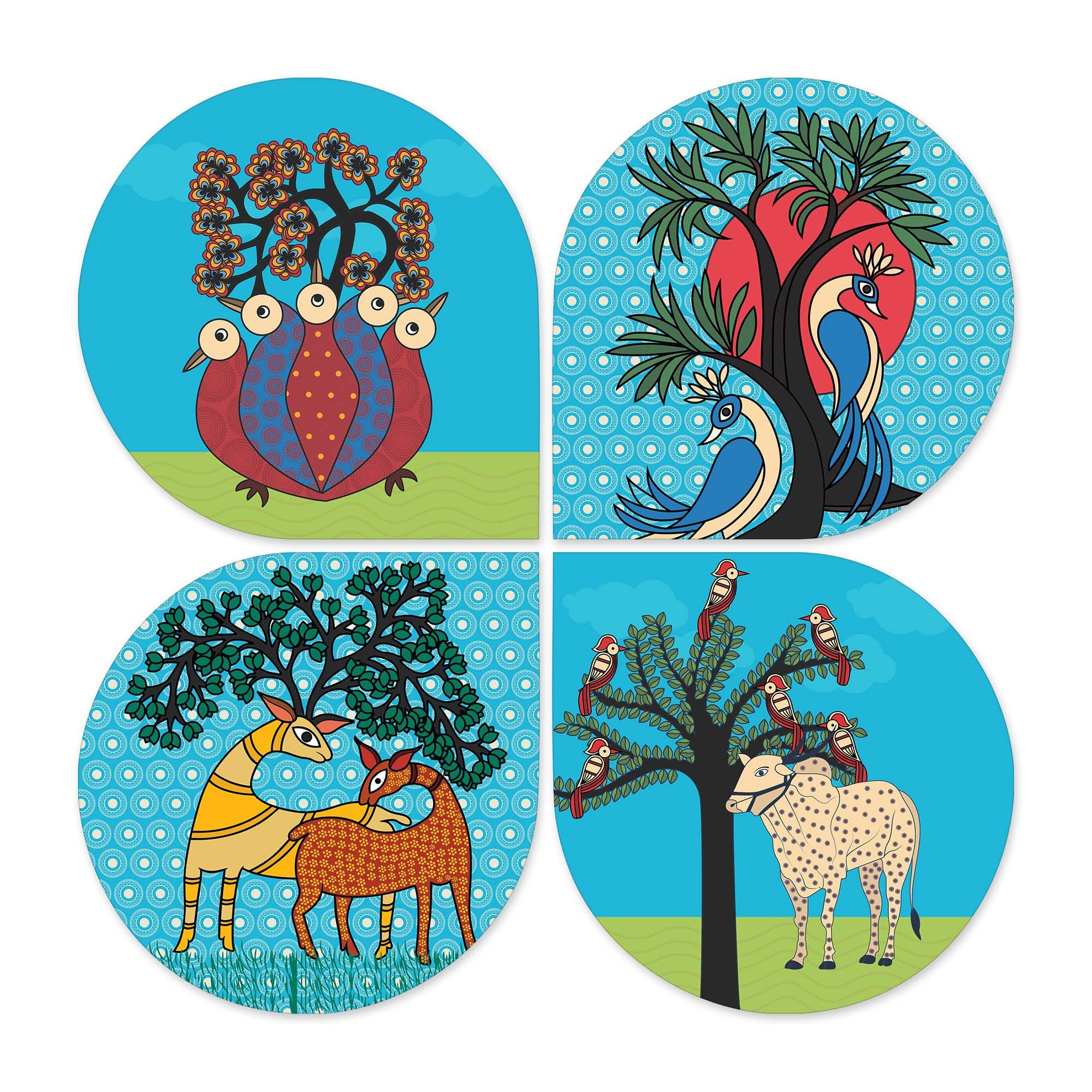 Artvibes Folk Art Decorative Wall Hanging Ornaments | Modern Decoration Items | Living Room | Bedroom | Office | Art Print | Aes