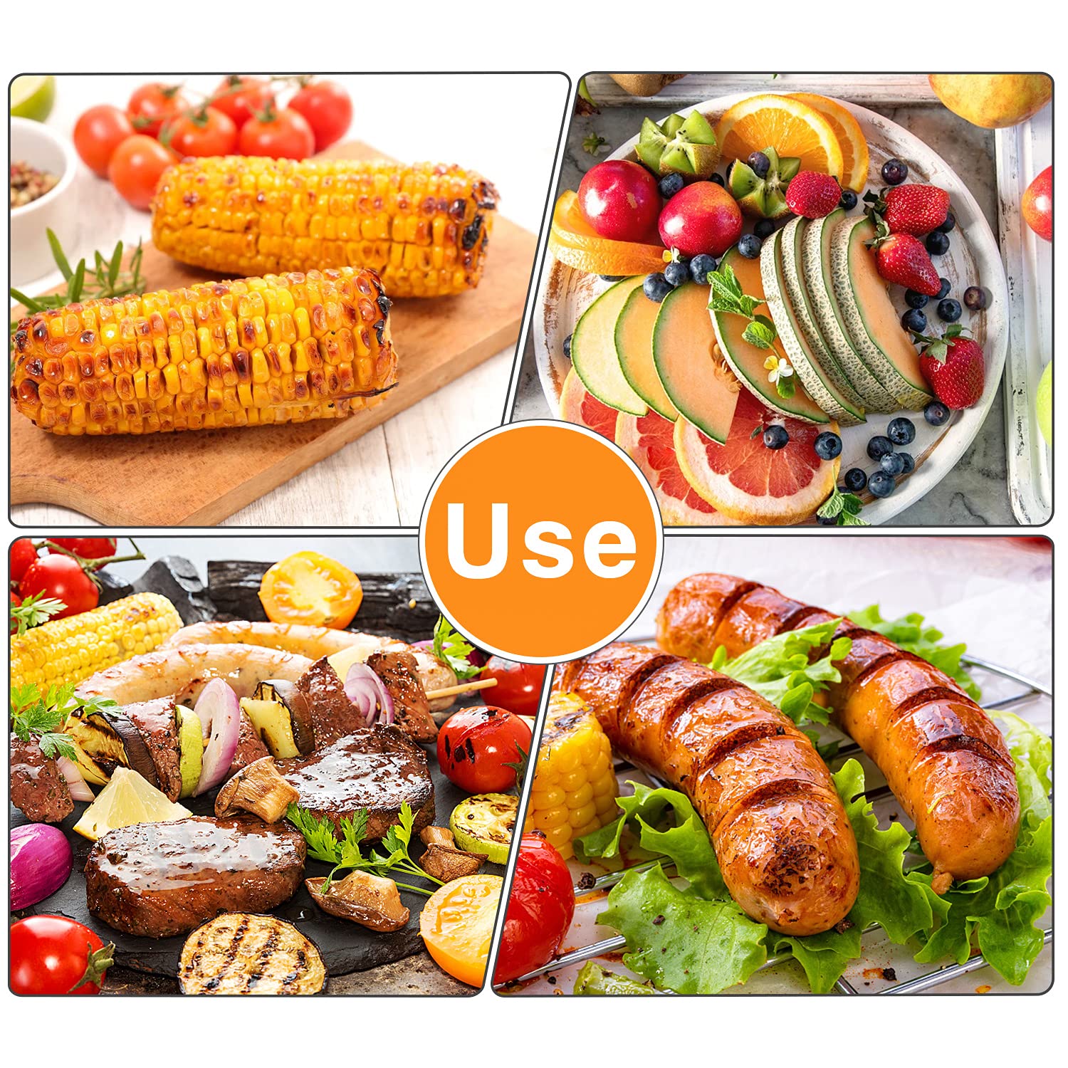 Augsun 18 Pcs Stainless Steel Corn Cob Holders With Silicone Handle & Convenient Butter Spreading Tool