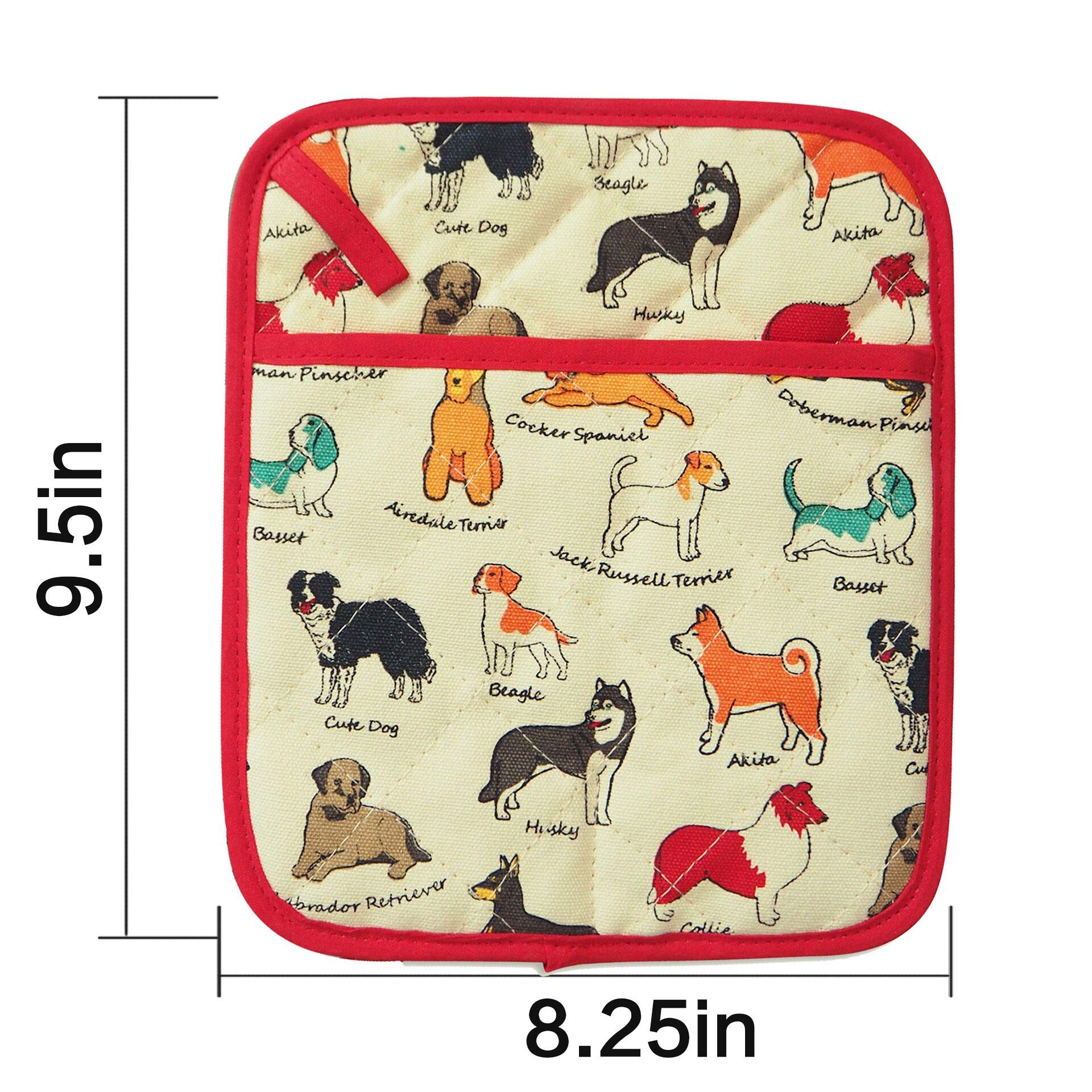 Pot Holders Set Of 2 Heat Resistant 480? Kitchen 100% Cotton Comfortable Lining Printing Dog Flower Women Men Home Cooking Bakin