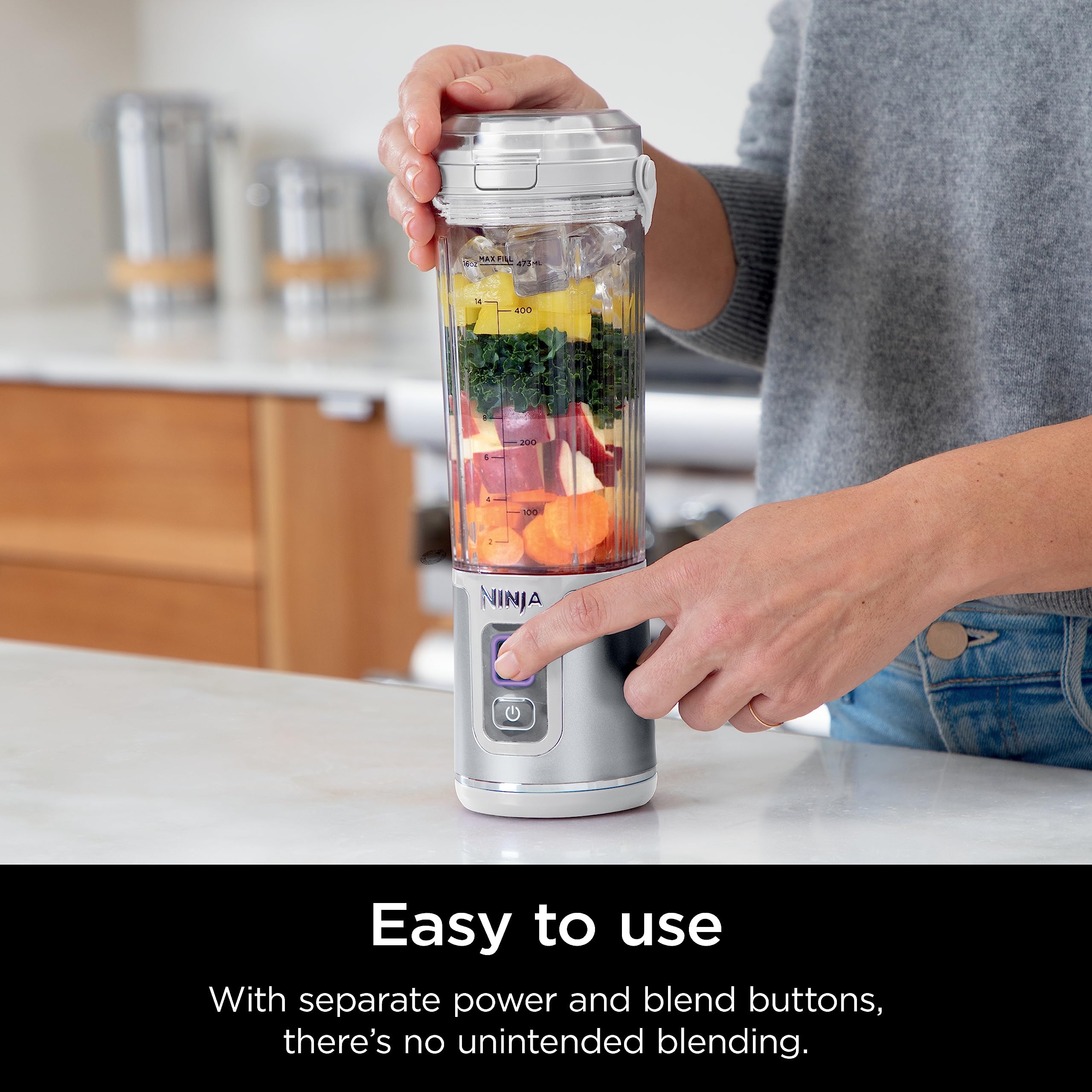 Ninja Bc151Wh Blast Portable Blender, Cordless, 18Oz. Vessel, Personal Blender-For Shakes & Smoothies, Bpa Free, Leakproof-Lid &