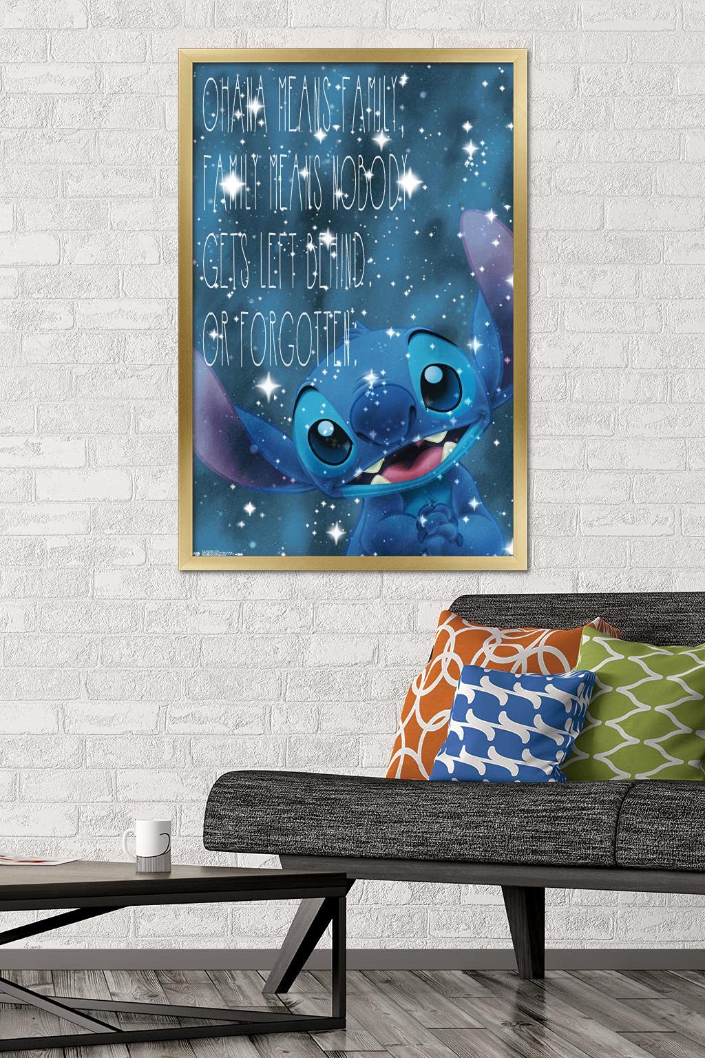 Trends International Disney Lilo And Stitch - Ohana Wall Poster, 22.375'' X 34'', Gold Framed Version