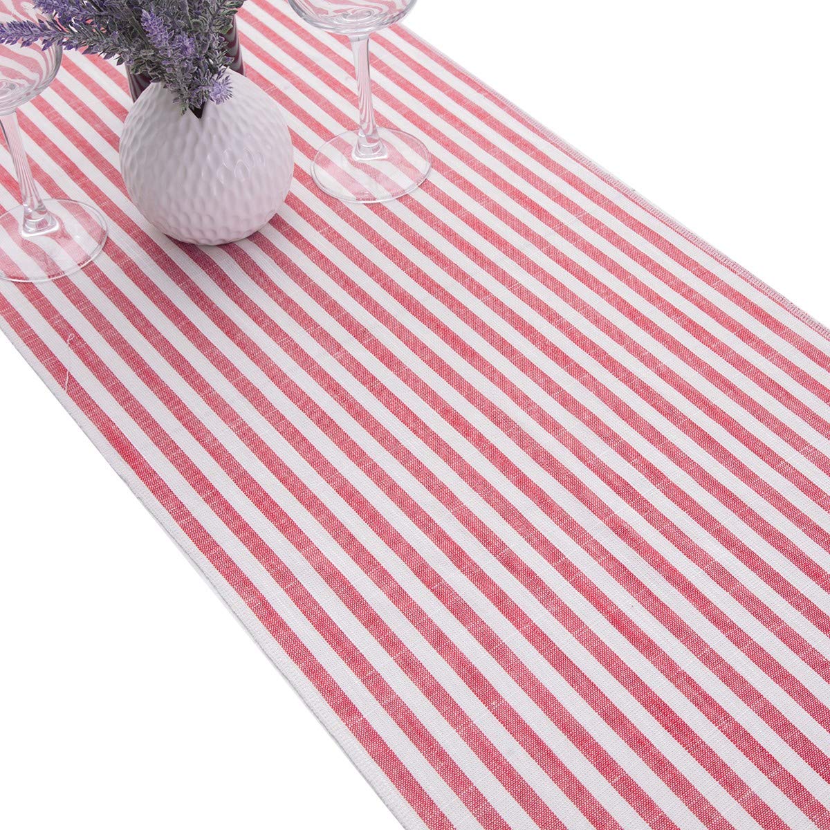 Rockcloud Striped Table Runner Cotton Linen Table Top Decoration For Wedding Banquet, Christmas, Birthday, Graduation, Prom, Par