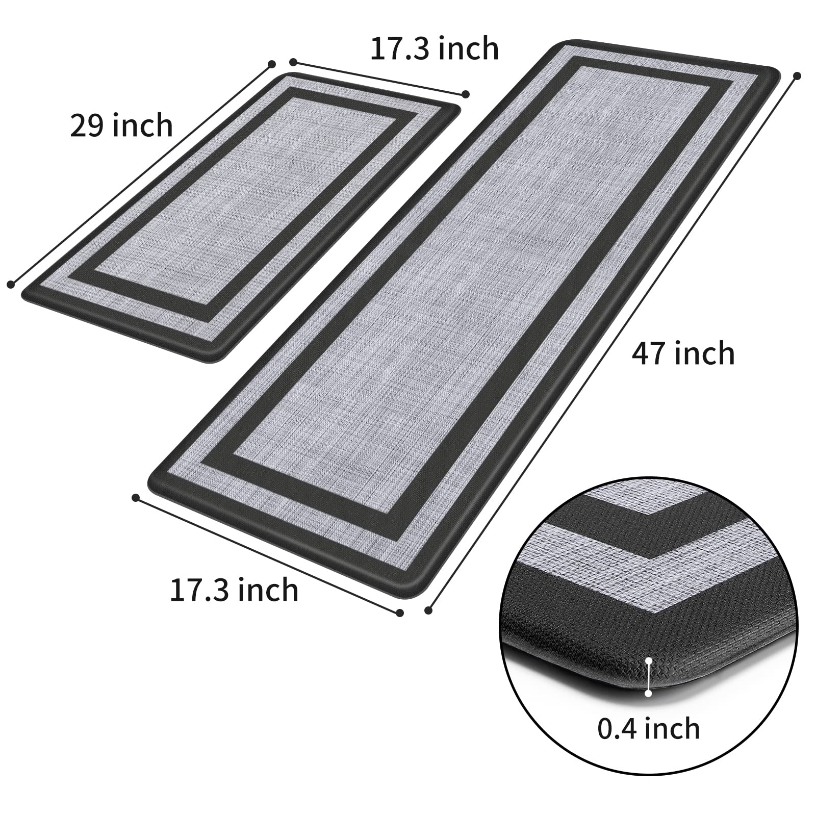 Mattitude Kitchen Mat [2 Pcs] Cushioned Anti-Fatigue Non-Skid Waterproof Rugs Ergonomic Comfort Standing Mat For Kitchen, Floor,