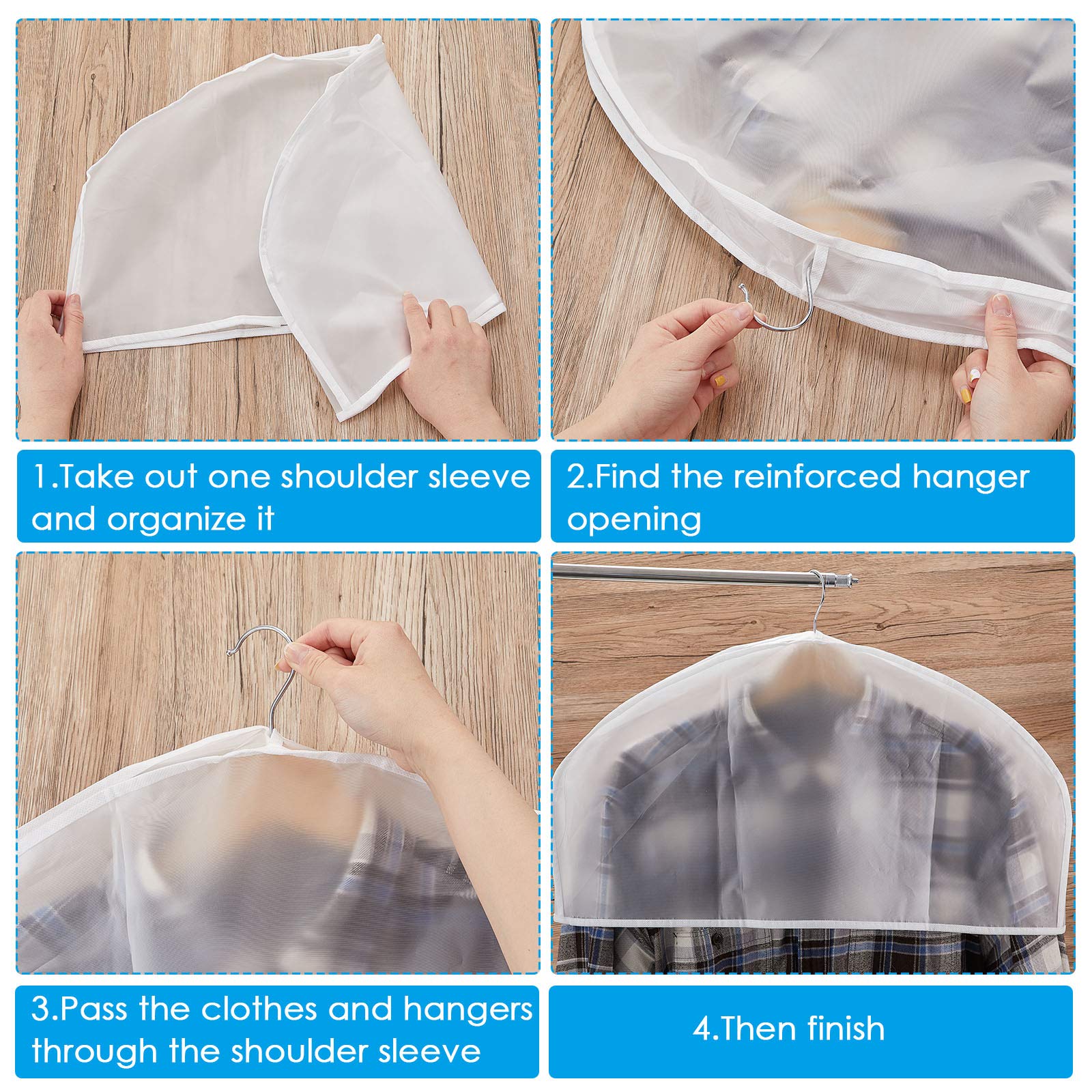Patelai 24 Pieces Shoulder Covers 24 X 12 X 2 Inches Garment Covers Clothes Covers For Hanging Clothes For Closet Storage Suit,