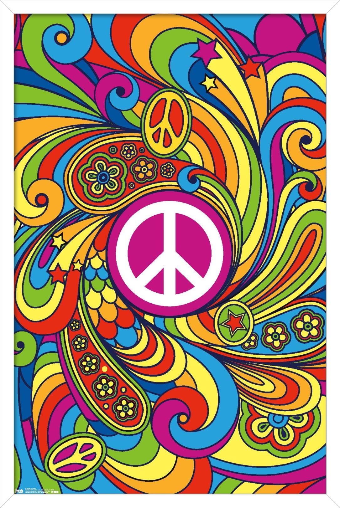 Trends International Peace Sign Wall Poster, 22.375'' X 34'', White Framed Version