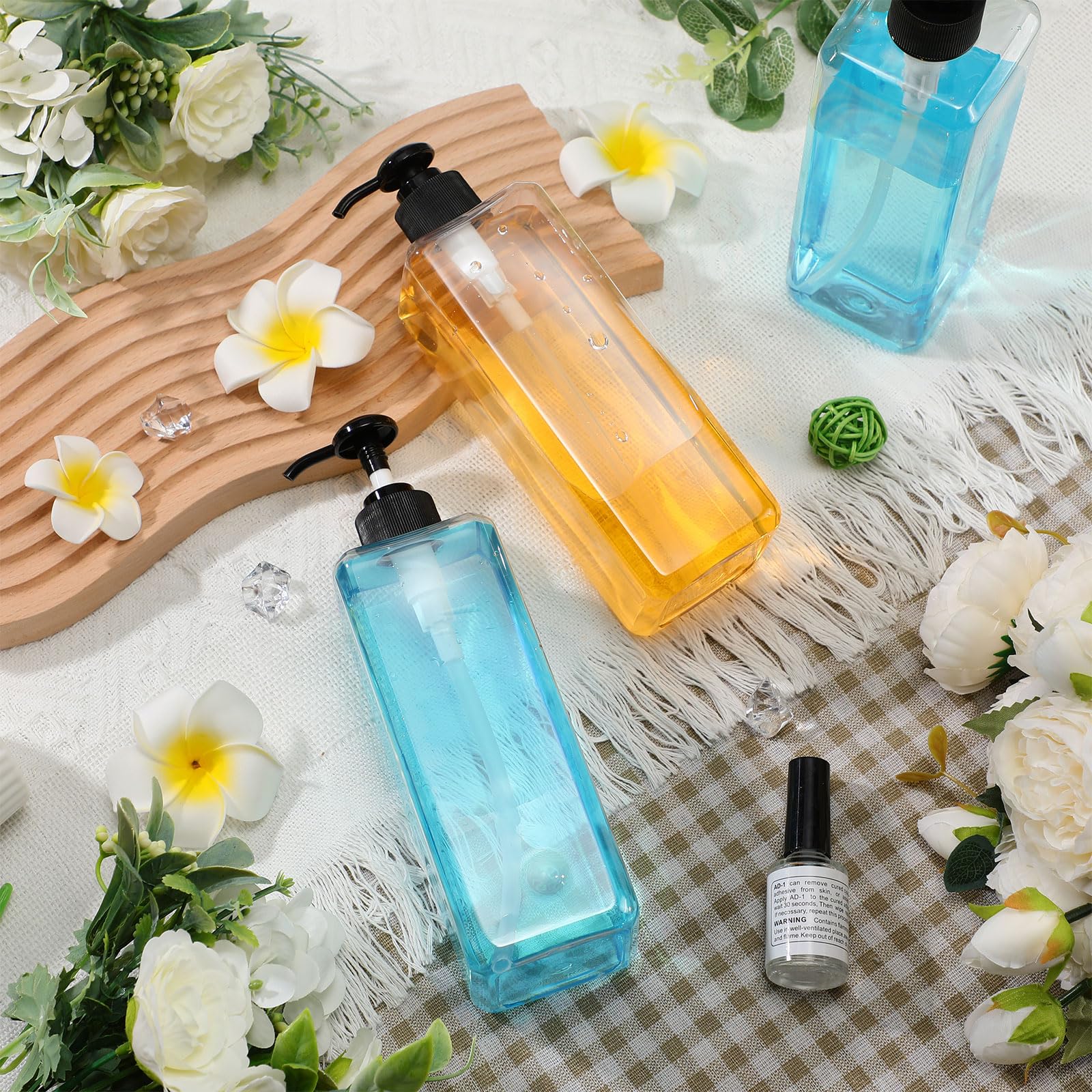 20 Pack 16Oz/ 500Ml Plastic Empty Bottles Refillable Shampoo Containers With Pump Lightweight Square Soap Dispenser Bottles For