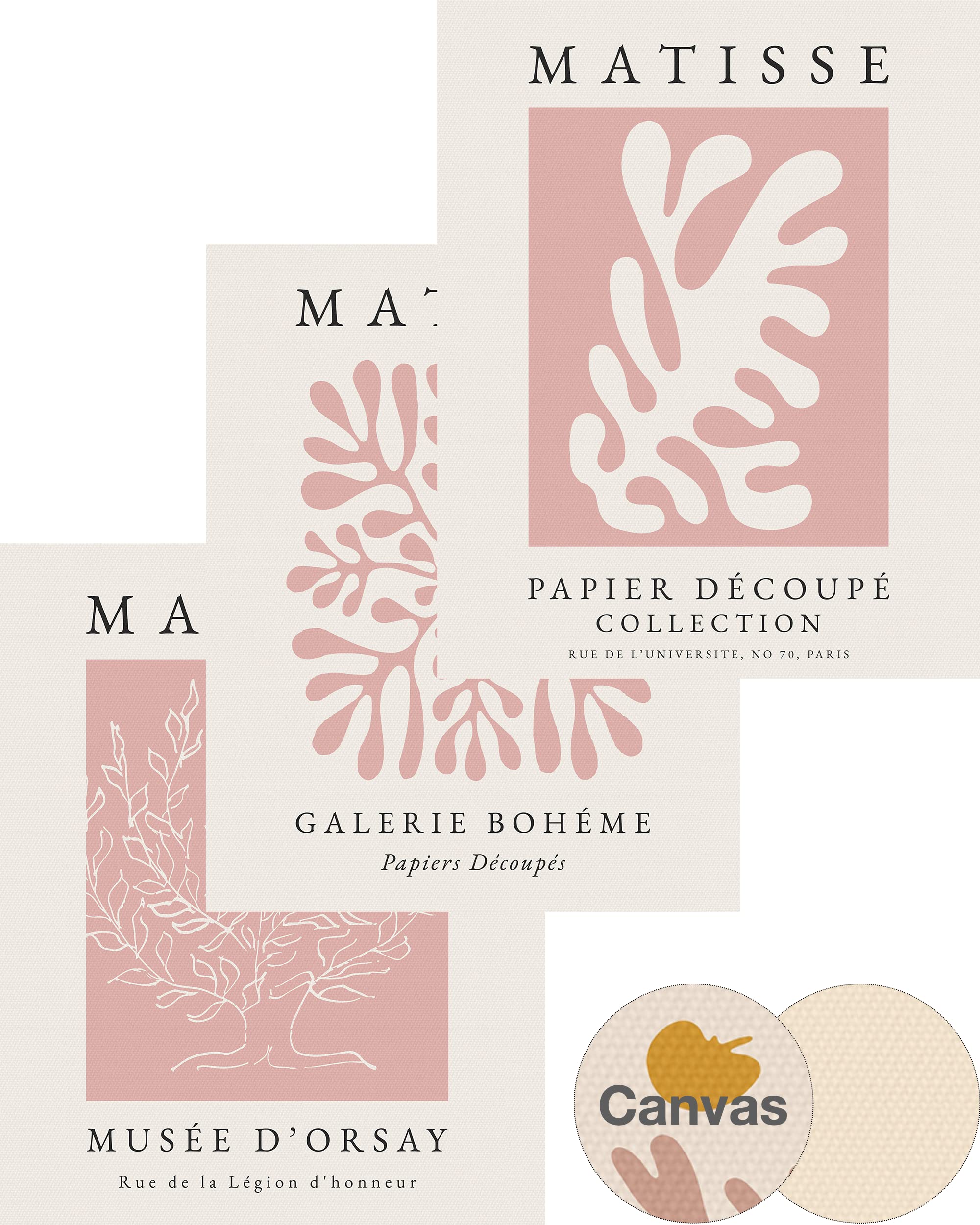 Hesendot Matisse Wall Art Decor Set Of 3,Abstract Matisse Wall Art Exhibition Posters,Unframed Pink Tree Wall Art,Truly Quality