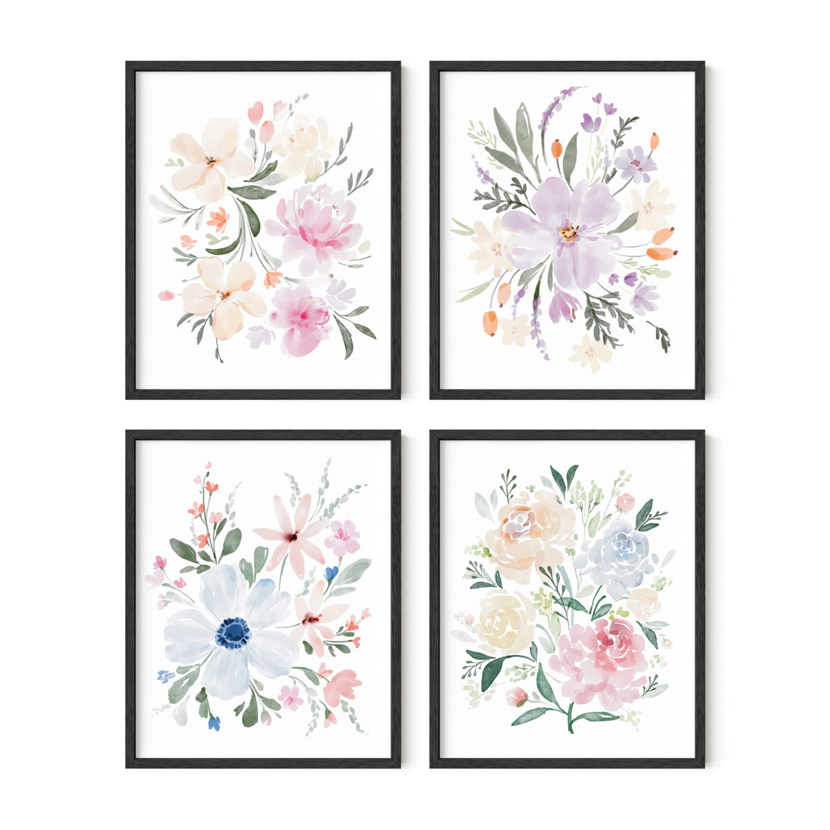 Haus And Hues Botanical Prints - Set Of 4 Flower Poster Flower Pictures Wall Decor, Floral Prints Wall Flower Pictures, Flowers