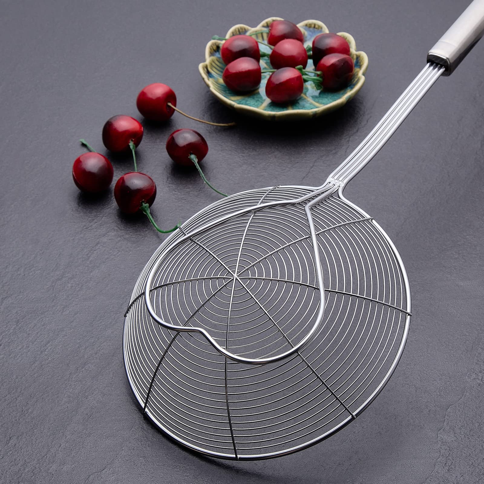 Eisinly Strainer Skimmer Spoon For Cooking And Frying, 6.3 Inches Strainer With Handle Stainless Steel Kitchen Utensils Fryer Sc