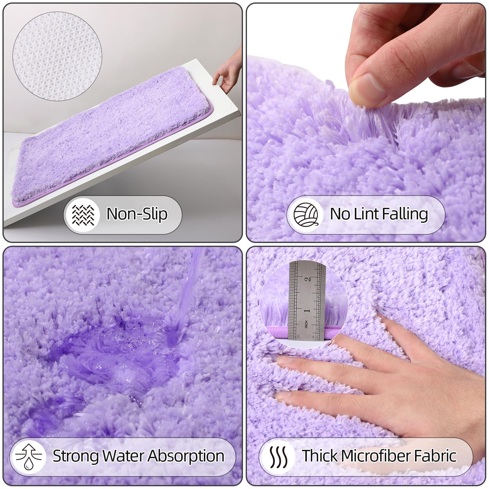 Bathroom Accessory Set-Bathroom Sets With Shower Curtain And Rugs, Non Slip Bathroom Rugs Super Absorbent, Light Purple Ombre Sh