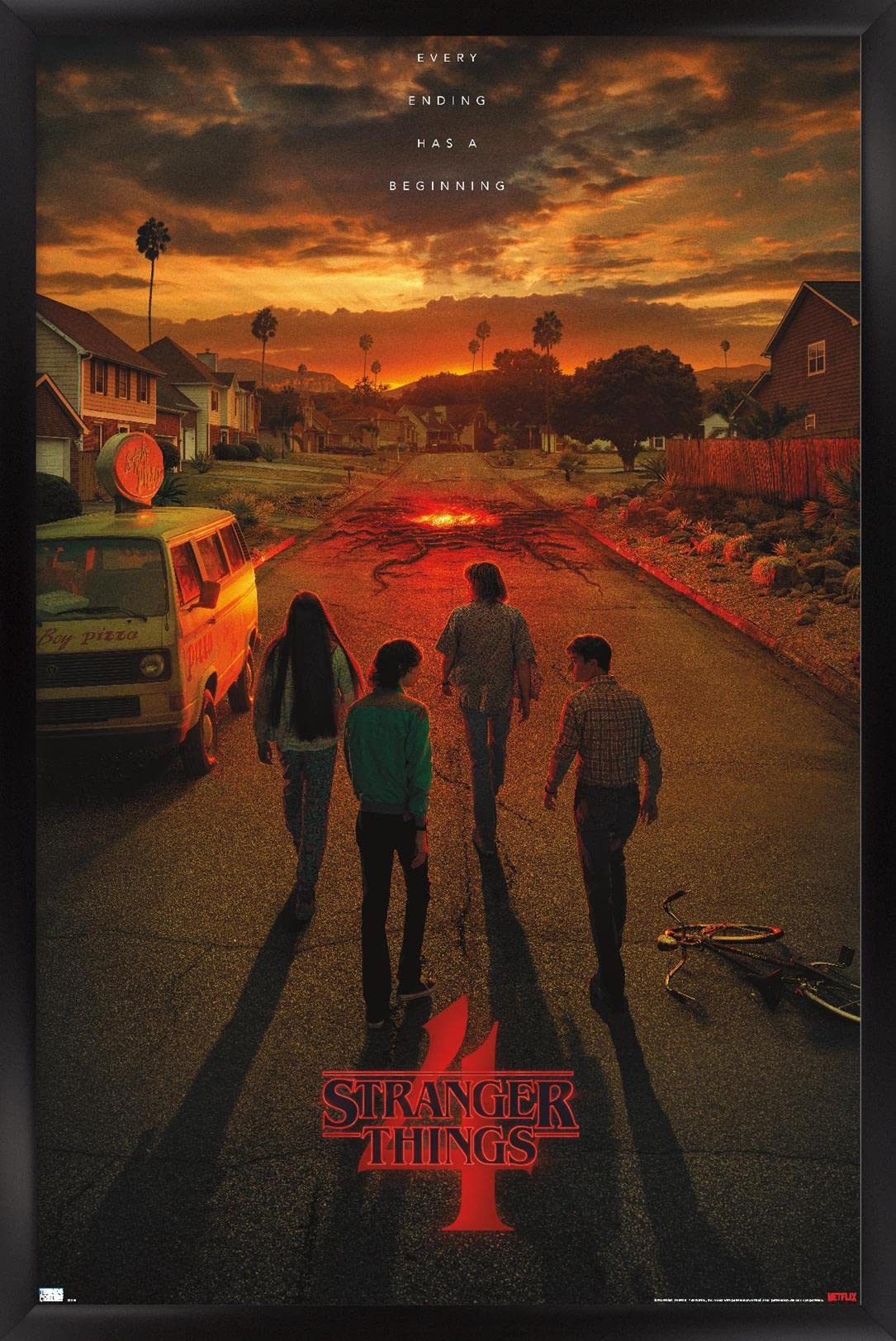 Trends International Netflix Stranger Things: Season 4 - California Teaser One Sheet Wall Poster, 22.375'' X 34'', Black Framed